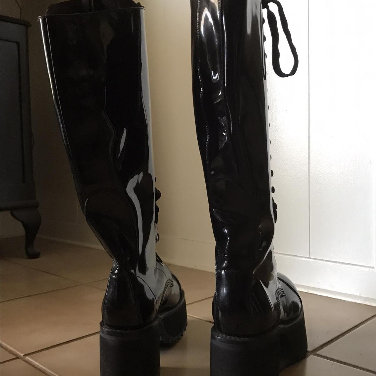 Knee high 90s Muro boots, patent leather. Size 8 US... - Depop