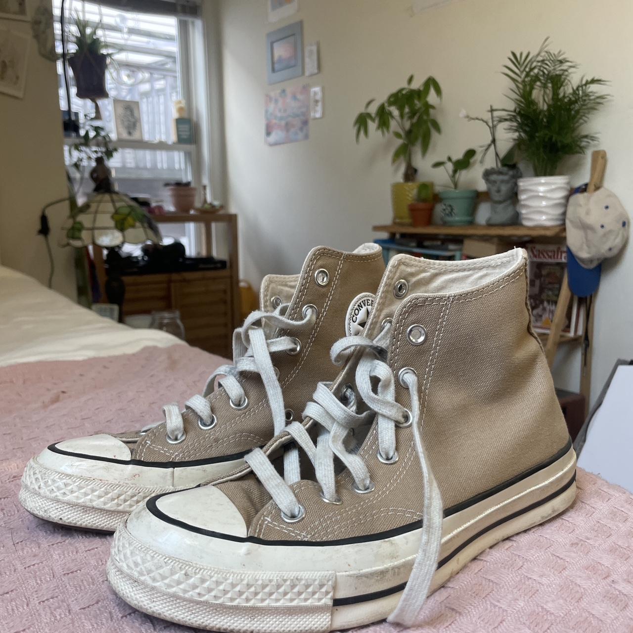 All star light brown converse! In excellent... - Depop