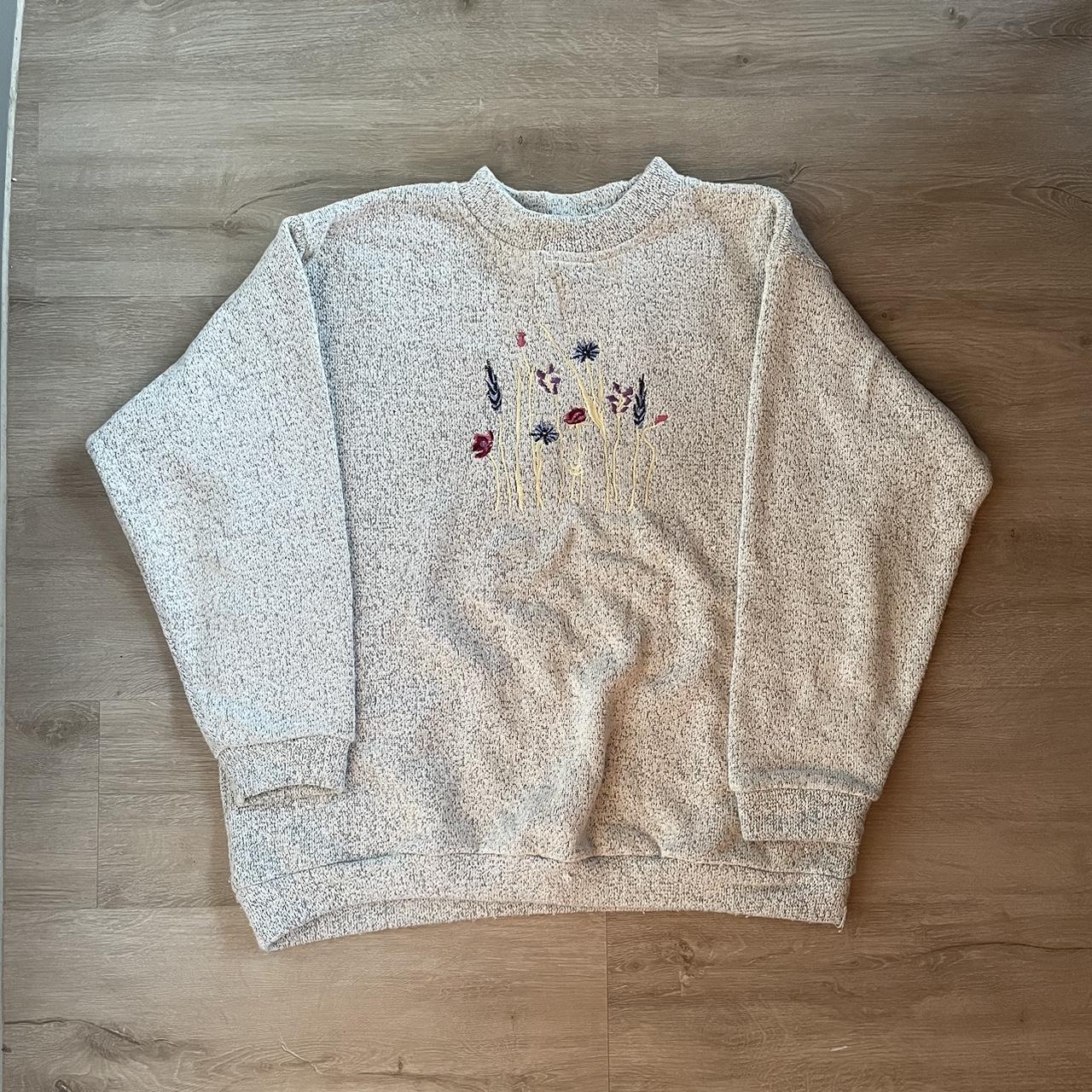 Vintage 90s floral grandpa sweater Size L Sign of... - Depop