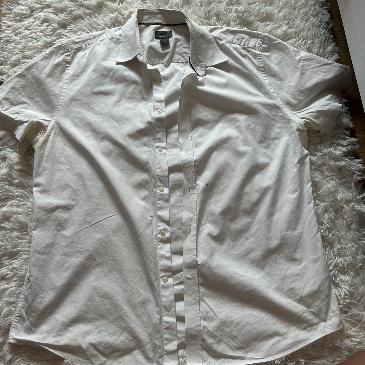 Thrifted White Collard Shirt ~ Oversized Button... - Depop