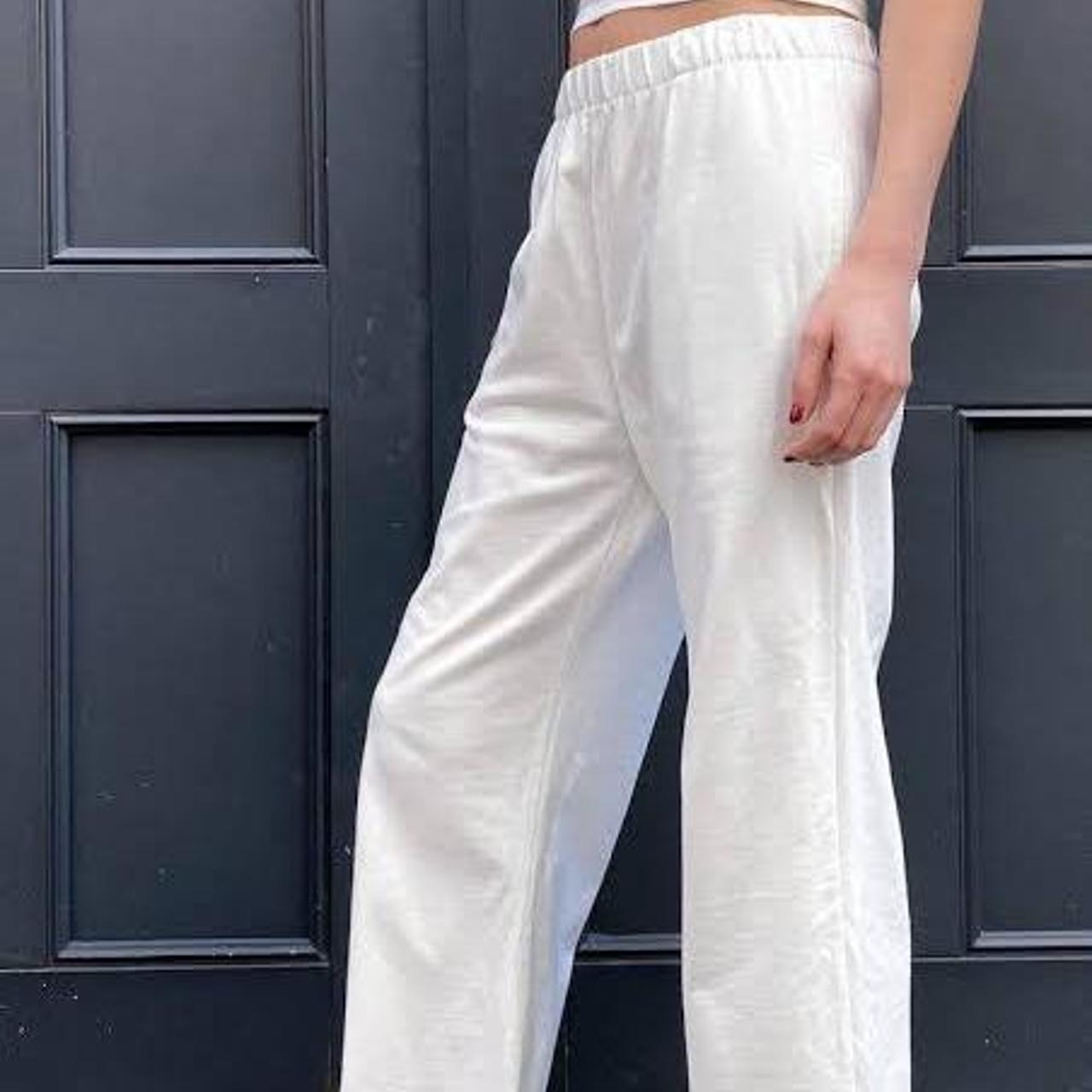 Brandy Melville white wide leg sweatpants Worn a... Depop