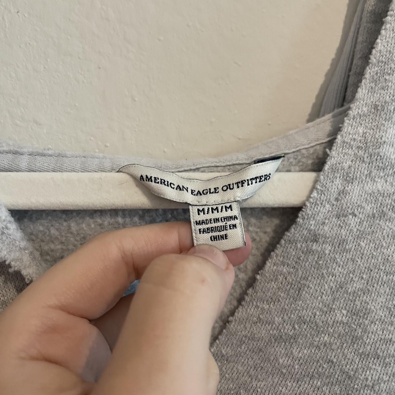 Light gray, American Eagle pull over hoodie with... Depop
