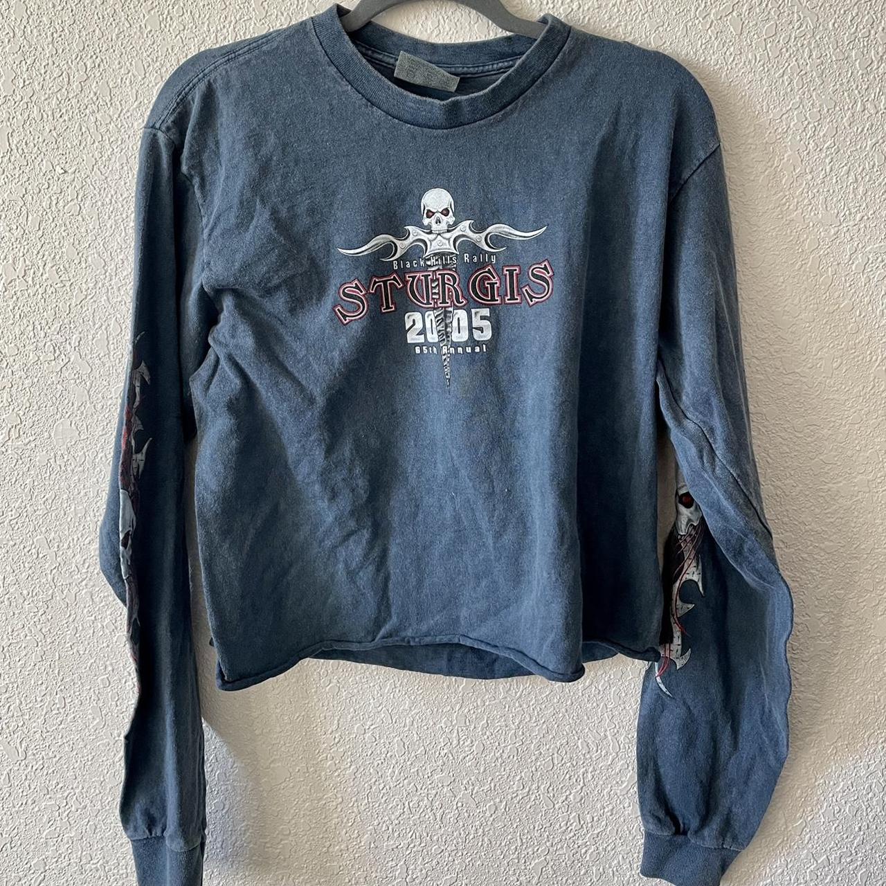 Early 2000’s sturgis motorcycle cut off long sleeve... - Depop