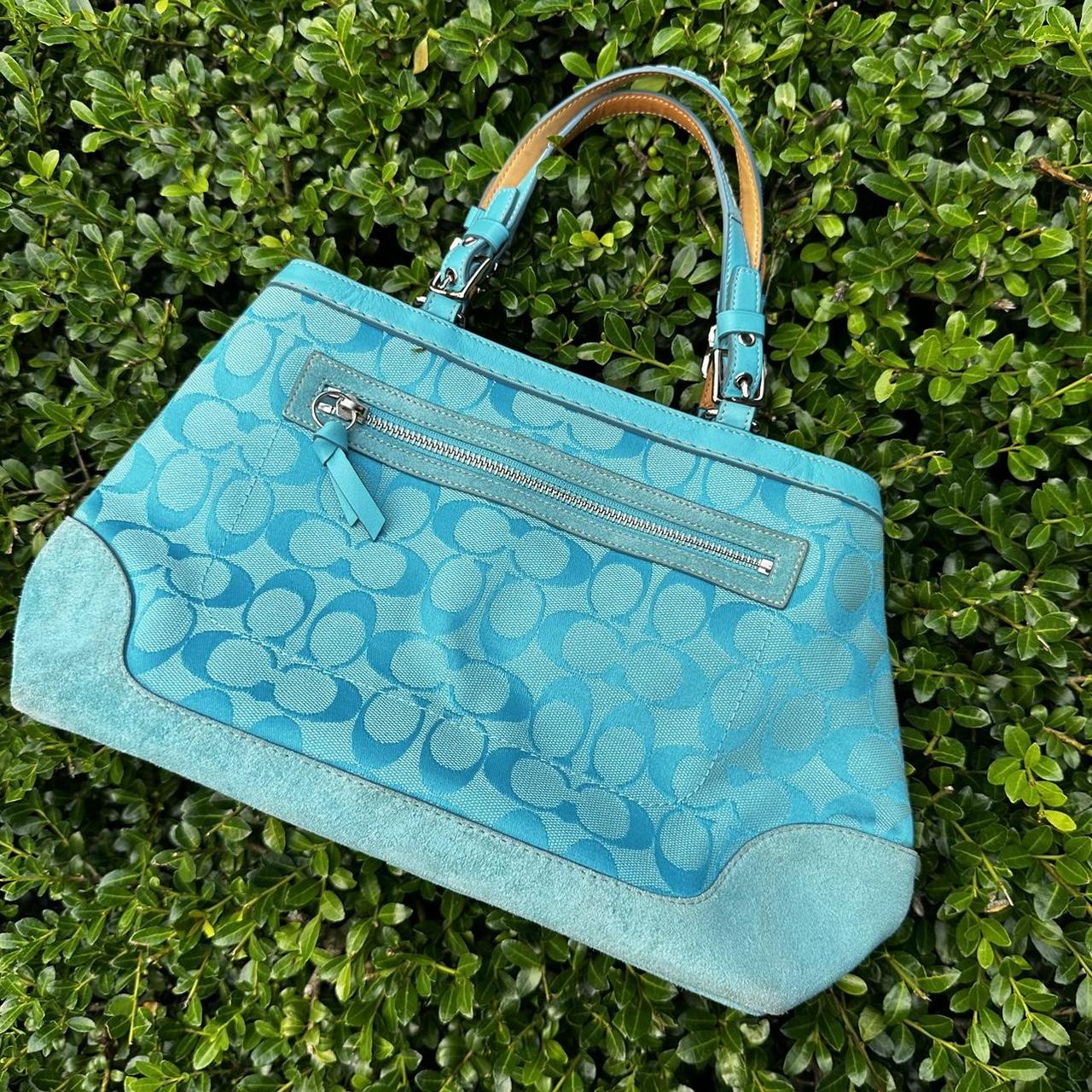 Y2k Turquoise Coach monogram purse Beautiful Depop