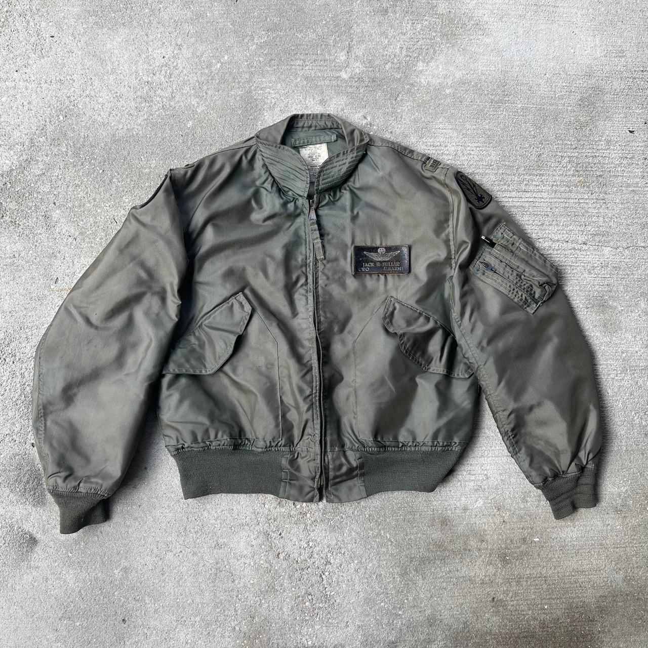 cwu 36/p summer Vintage 80s green army jacket.... - Depop