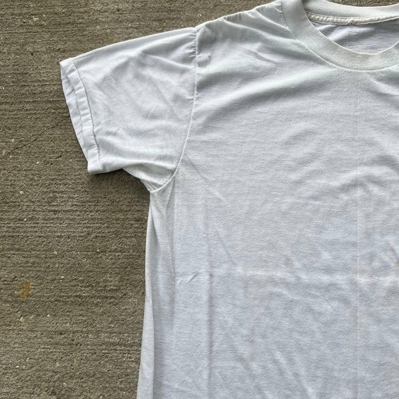 Vintage white single stitched blank t shirt.... - Depop