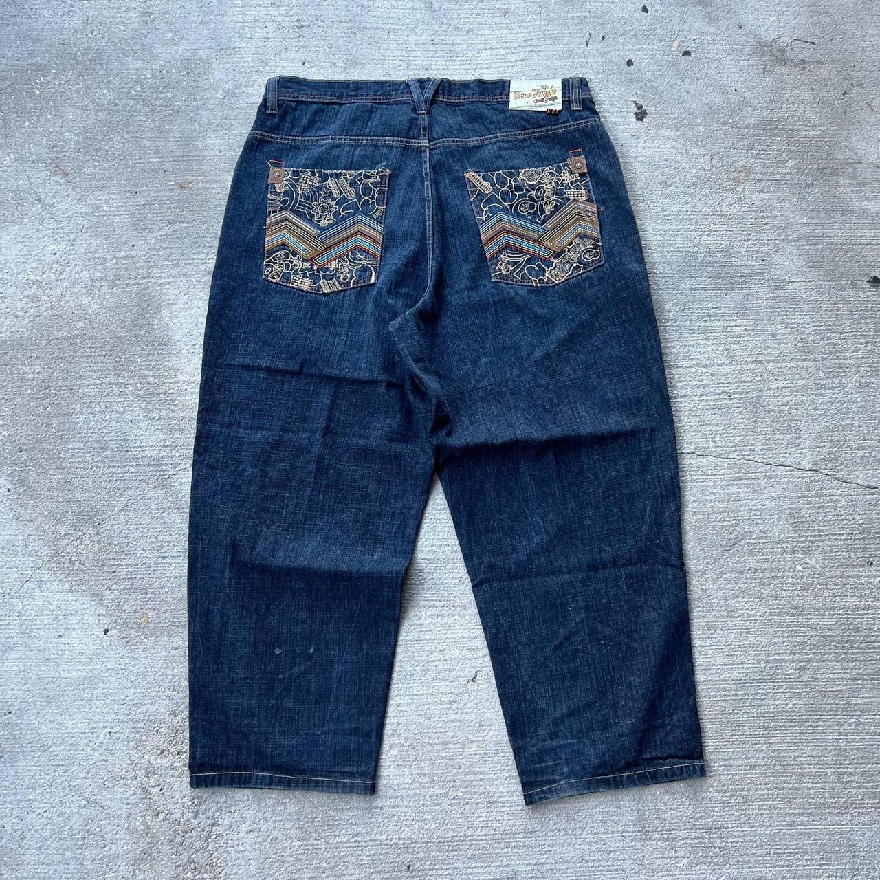 Vintage 5ive jungle baggy denim blue jnco style... - Depop