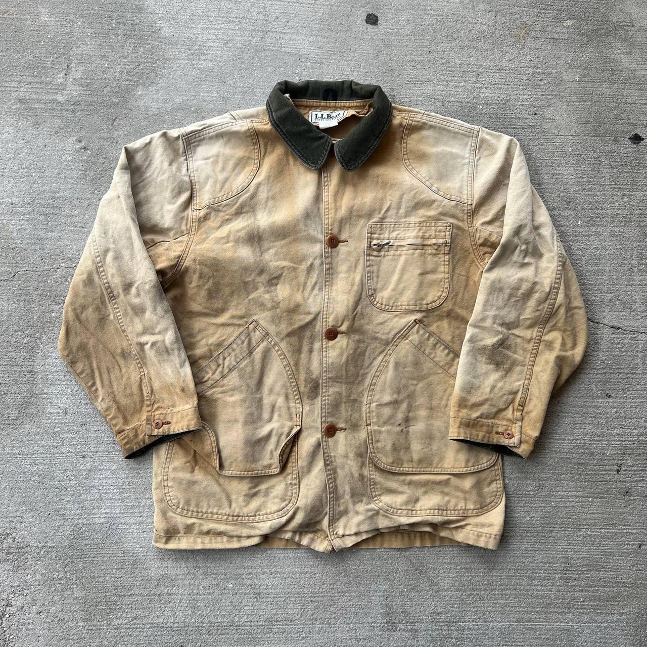 Vintage ll bean work wear faded brown chore coat.... - Depop