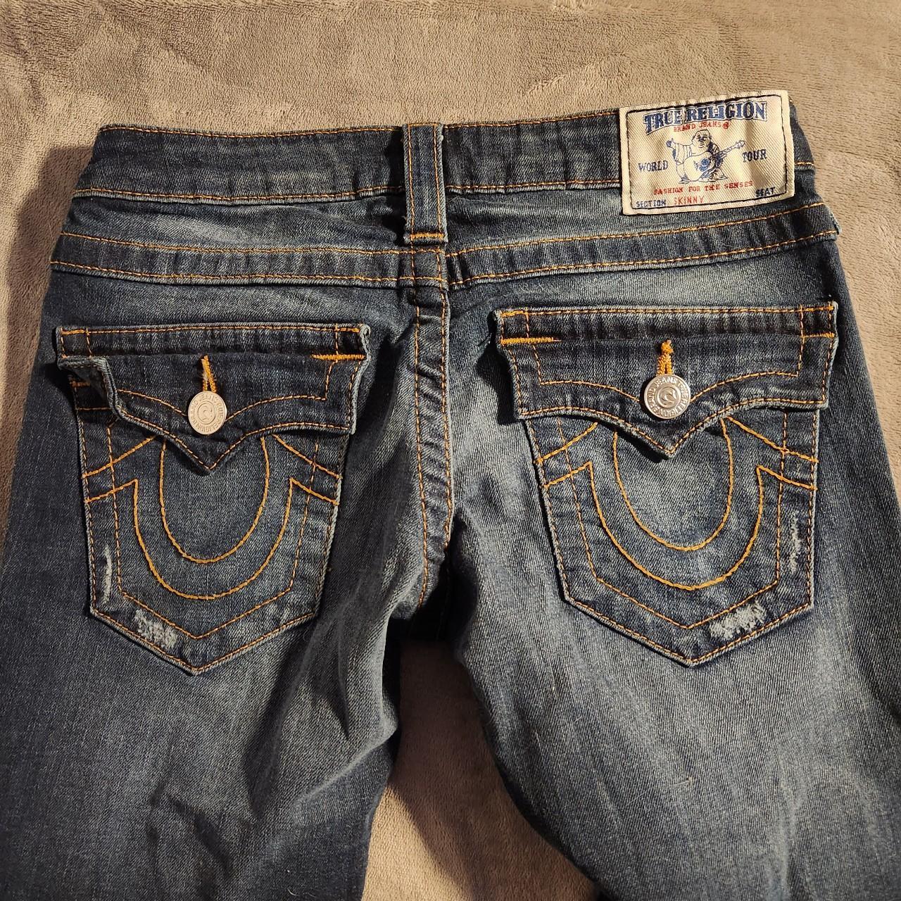 True Religion ripped skinny jeans size 24.... - Depop