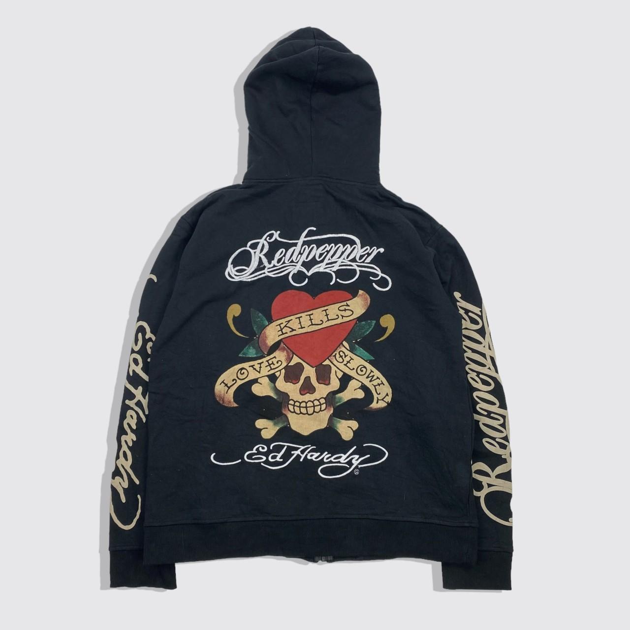 Ed Hardy Hoodie Tattoo Style Zip Up Hoodie... - Depop