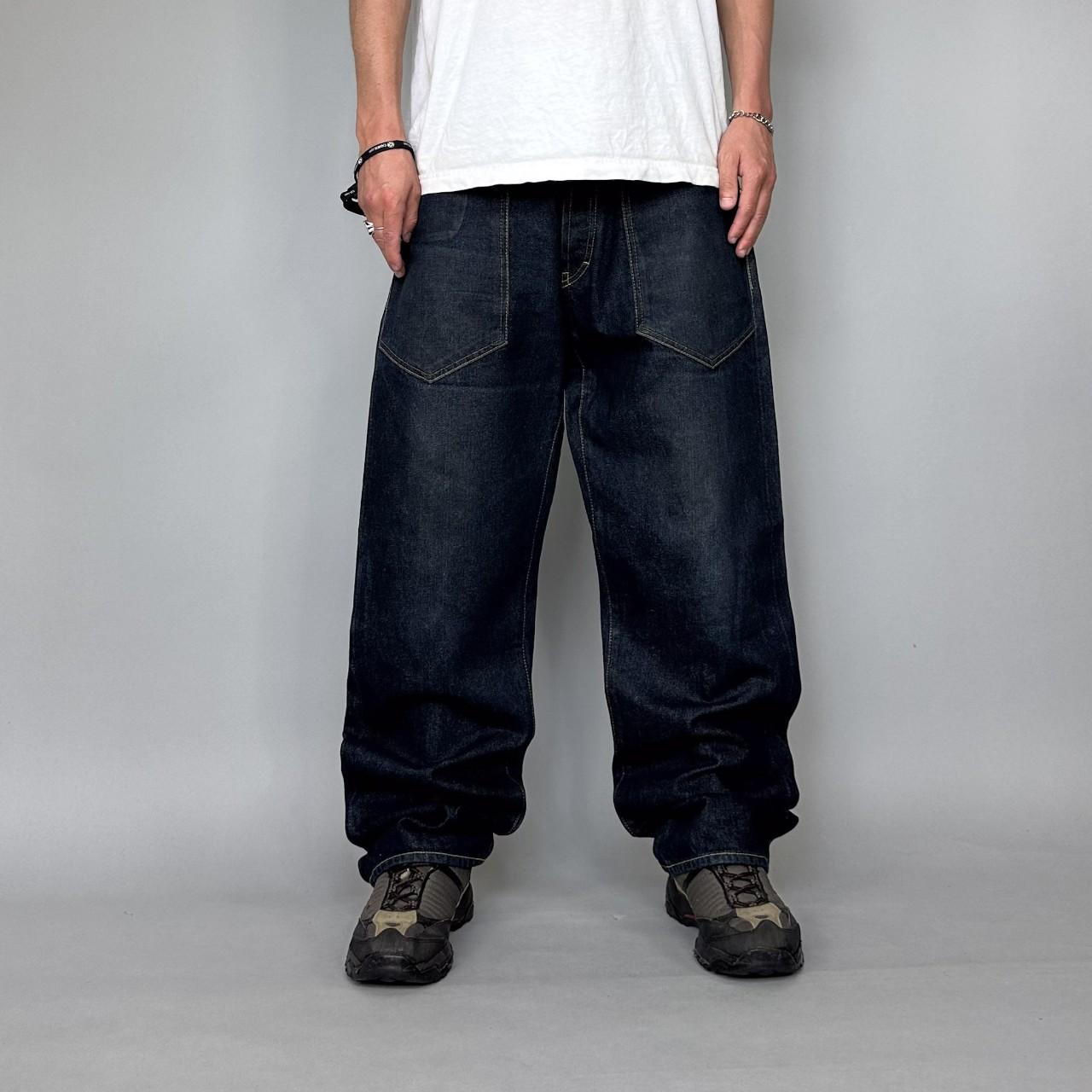 Evisu Men's White and Blue Jeans | Depop
