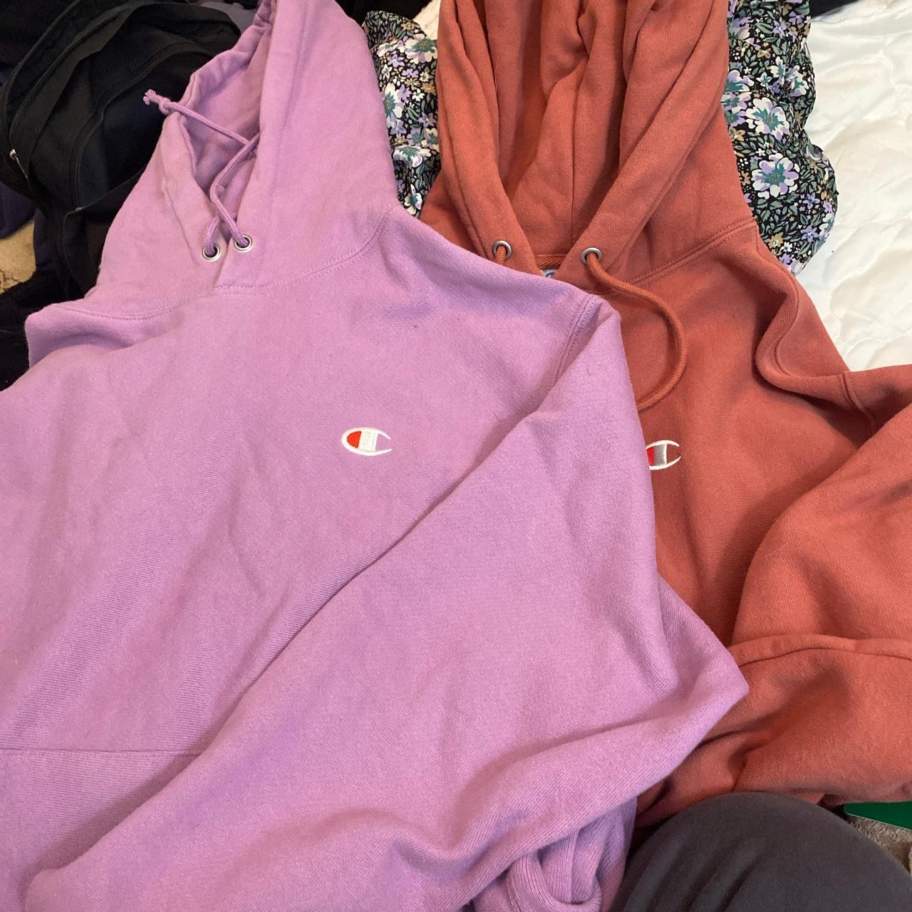 Champion hoodies Purple one has a small stain on the... - Depop