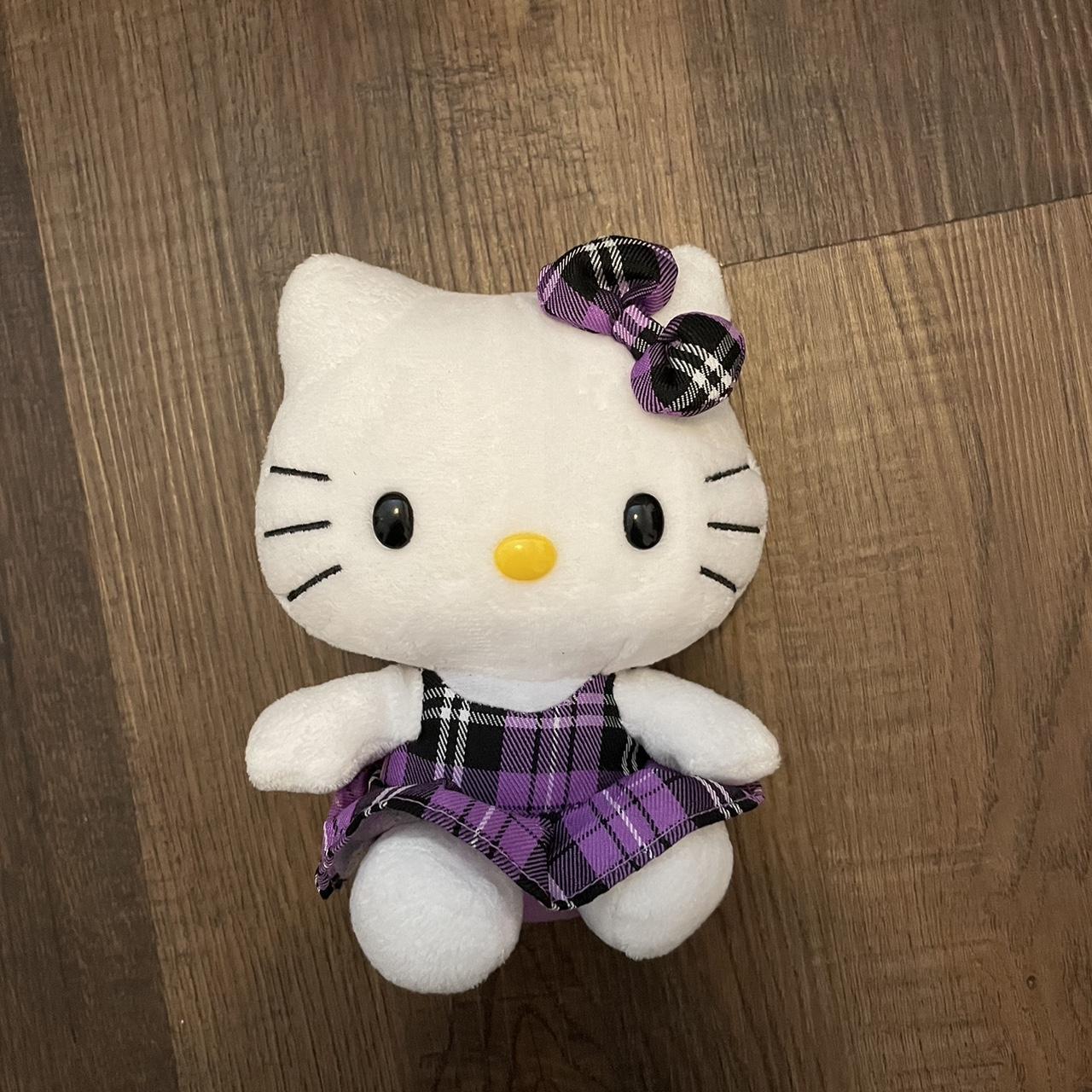 Small Hello Kitty Sanrio Plush Purple plaid dress... Depop
