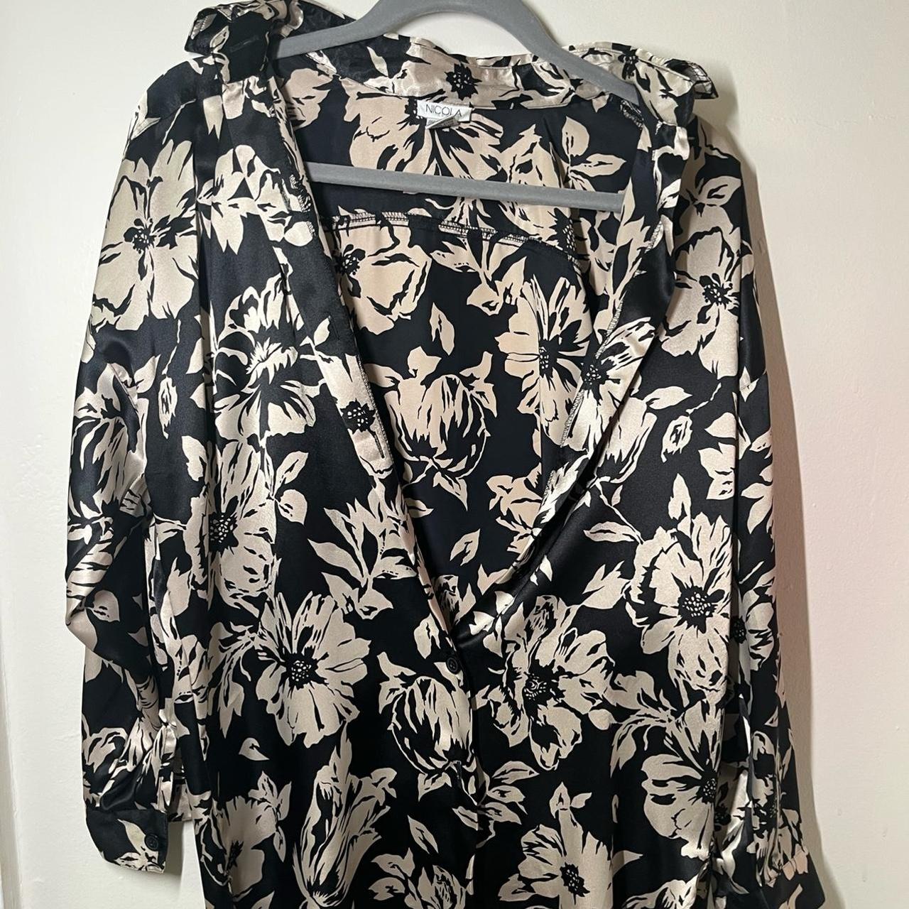 Silky smooth satin button down shirt. This long... - Depop