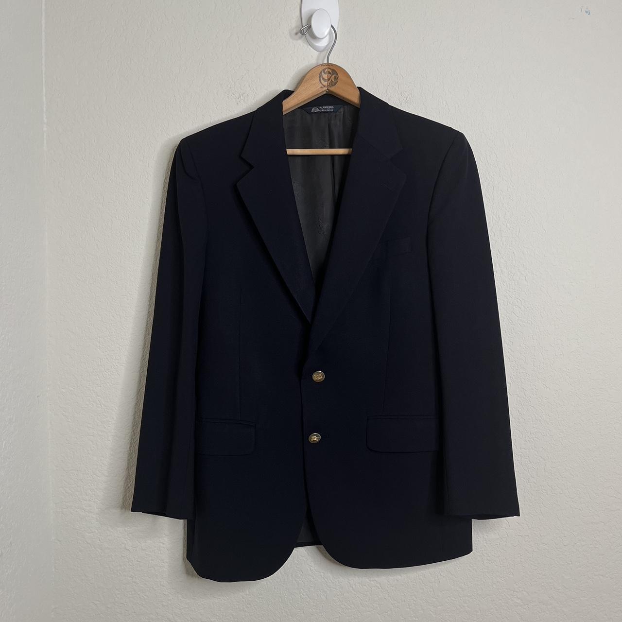 Burberry navy vintage wool blazer No size tags but... - Depop