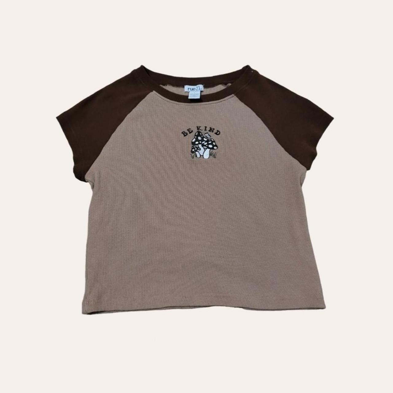 Rue 21 Women's Brown and White Crop-top