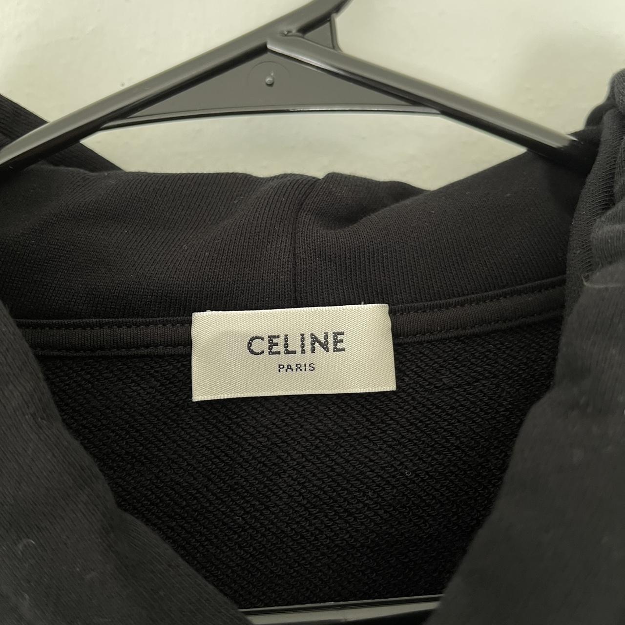 Celine black logo hoodie size M Medium - Depop