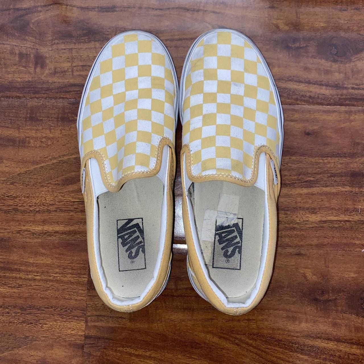 Yellow Checkered Slip On Vans