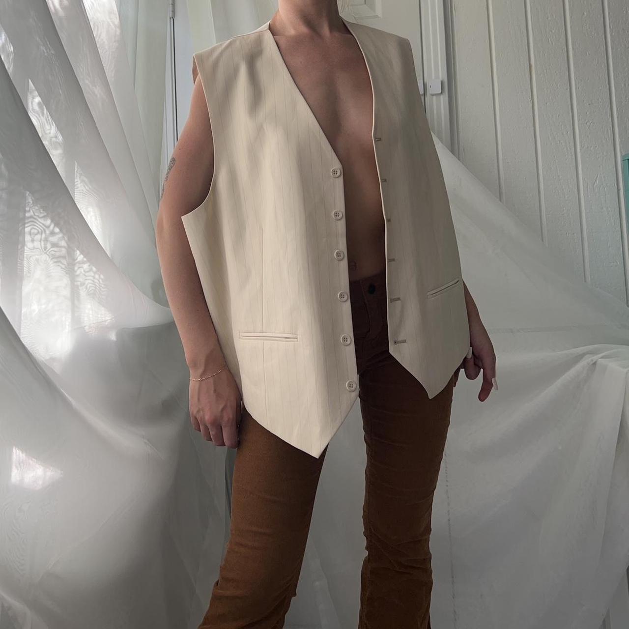 Women's Cream and Tan Waistcoatsvests Depop