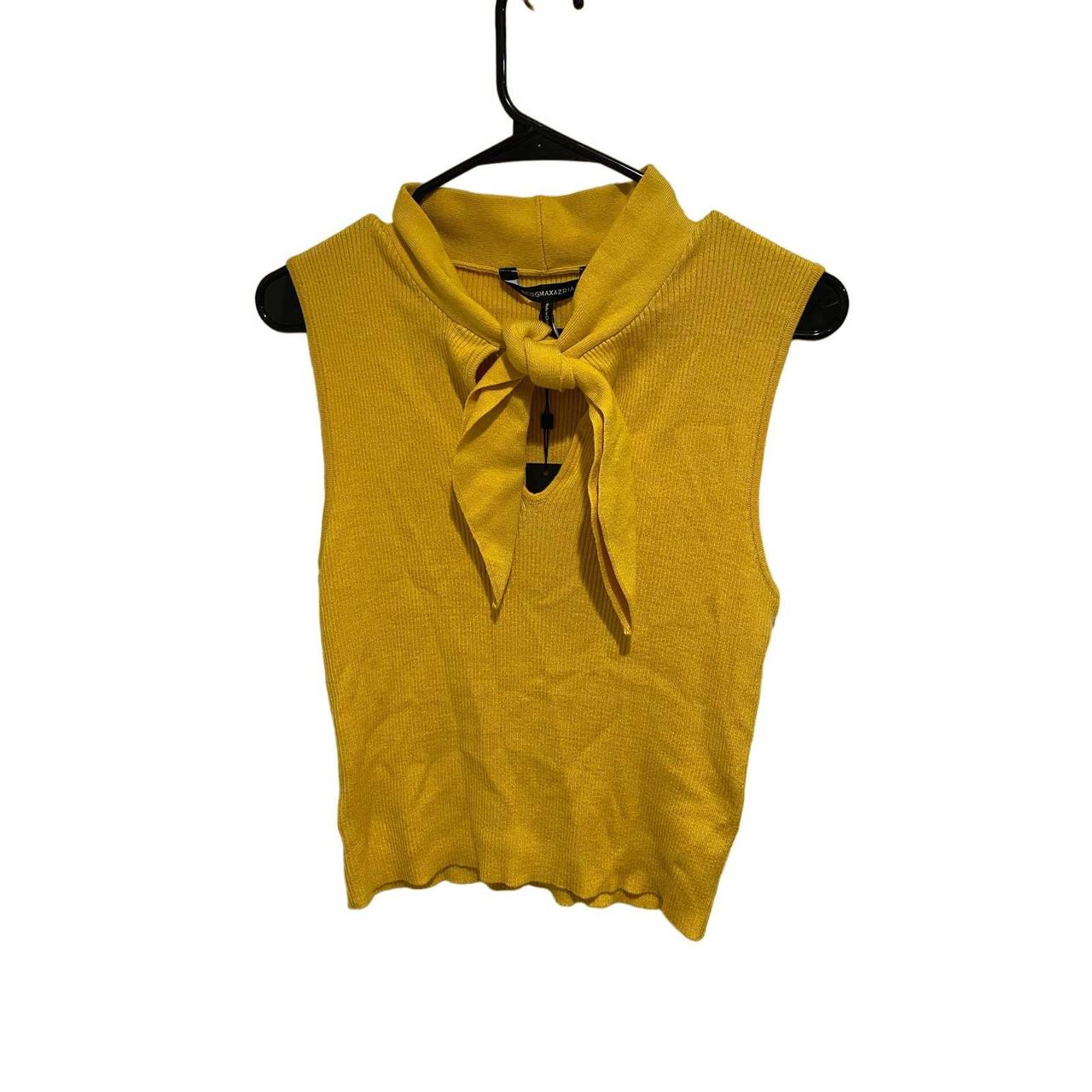 Bcbgmaxazria yellow maize keyhole sleeveless crop