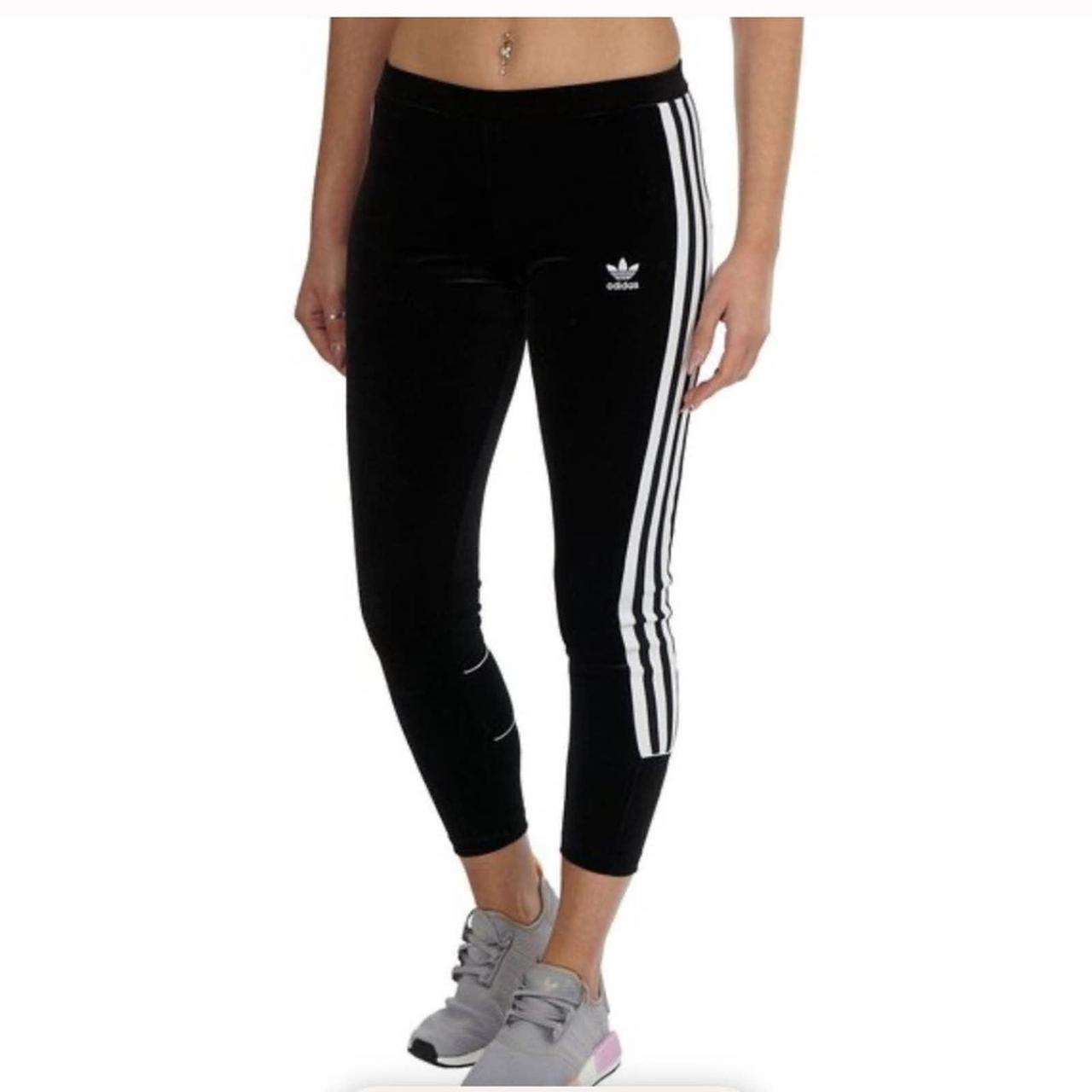 Adidas black velvet velour leggings size