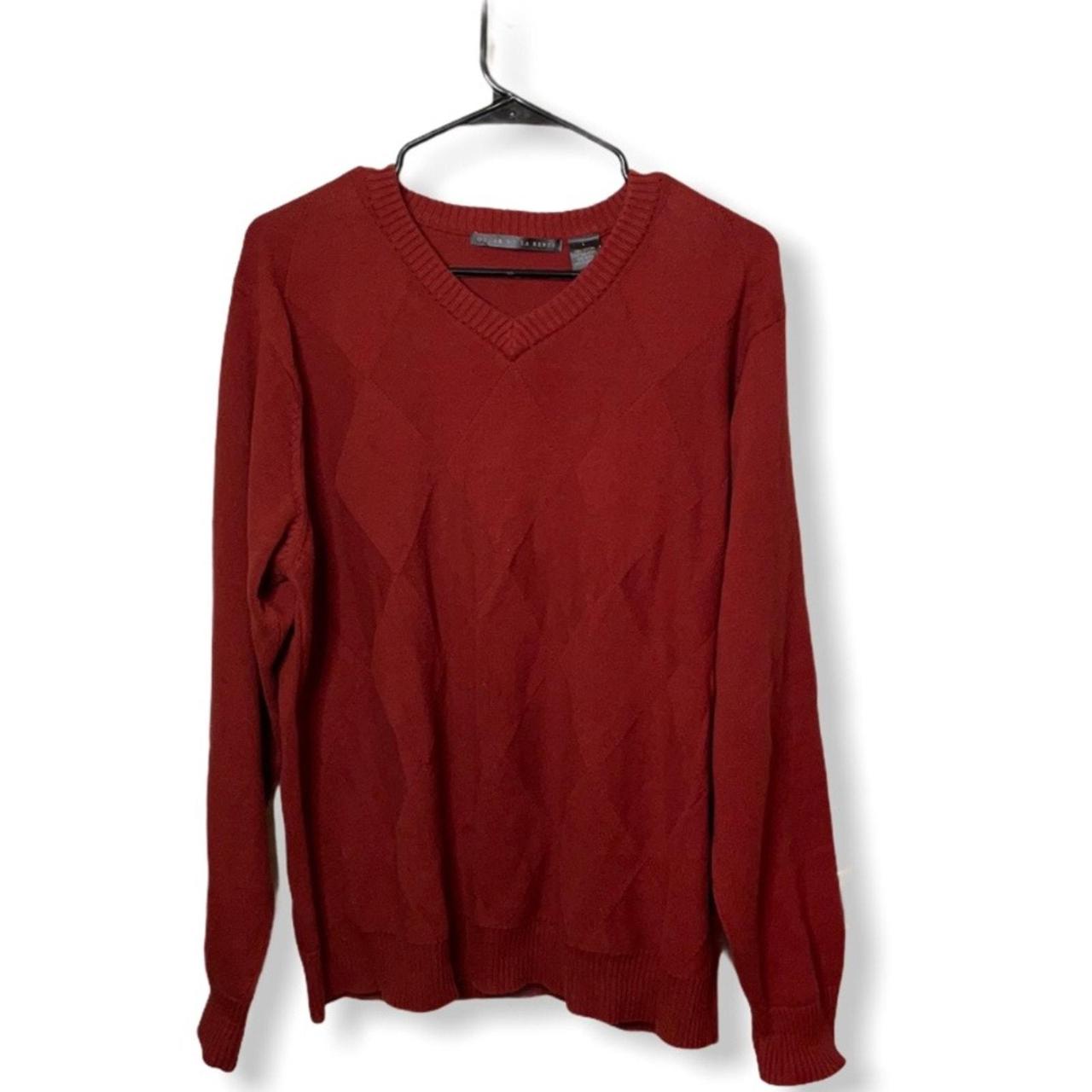 Vintage Oscar de la Renta red vneck sweater Large