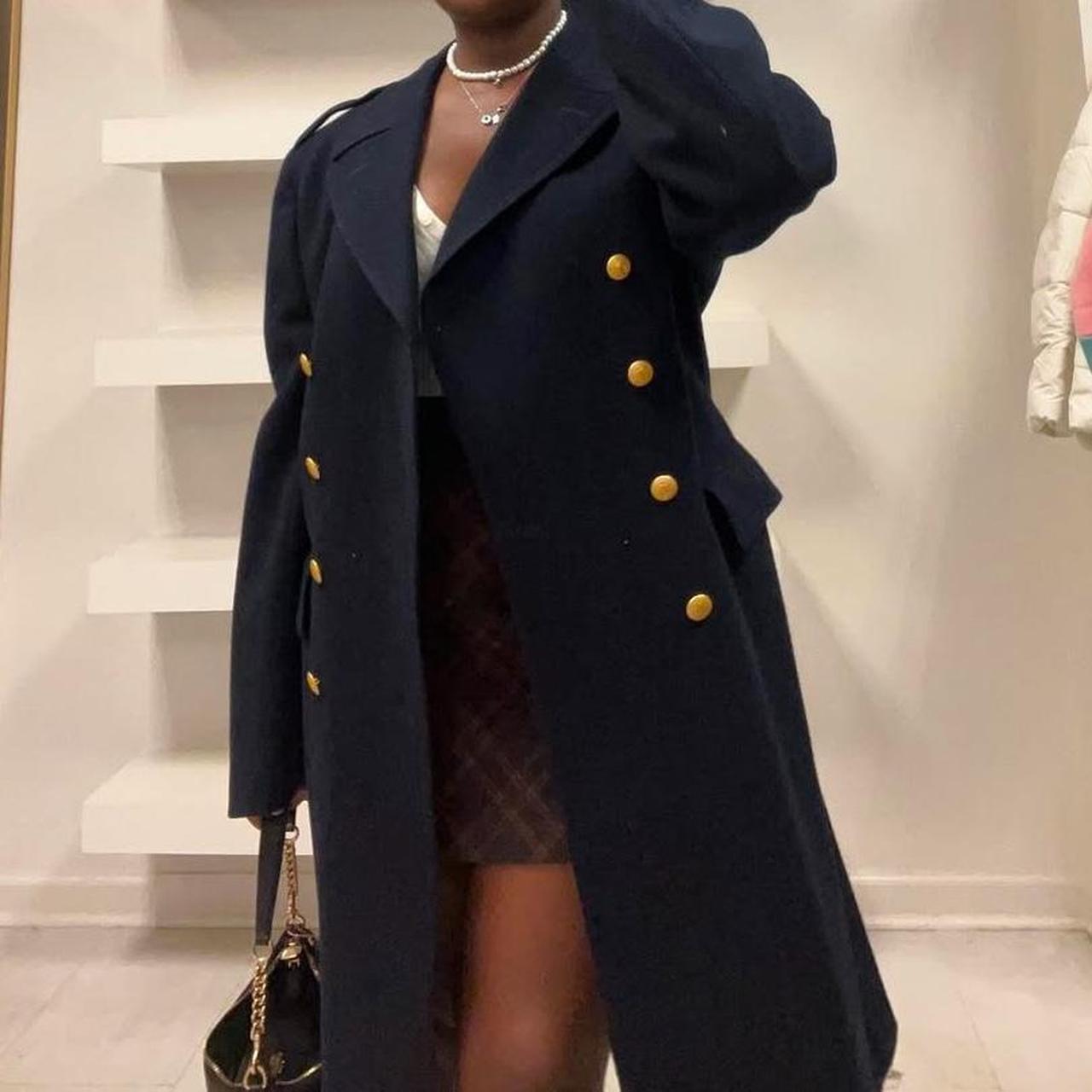 Women's Trench - Navy/Blue - L – Navy blue wool d… - image 2