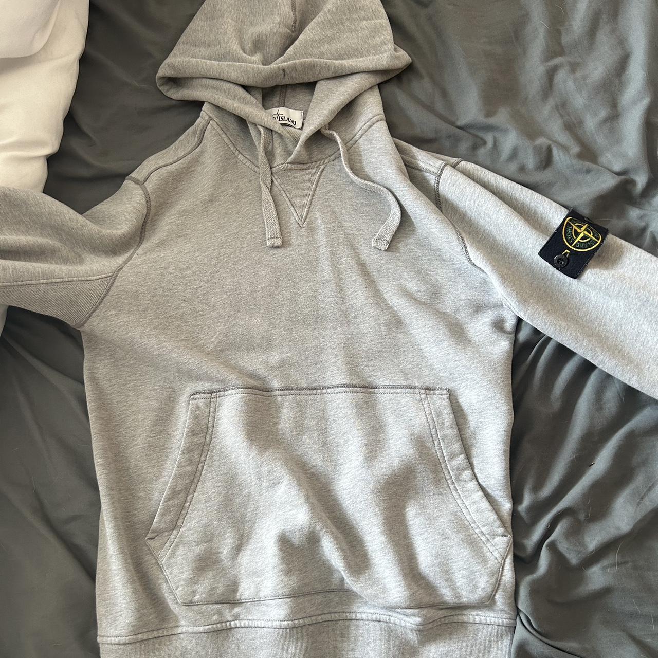 Grey stone island hoodie Size: small Condition:... - Depop