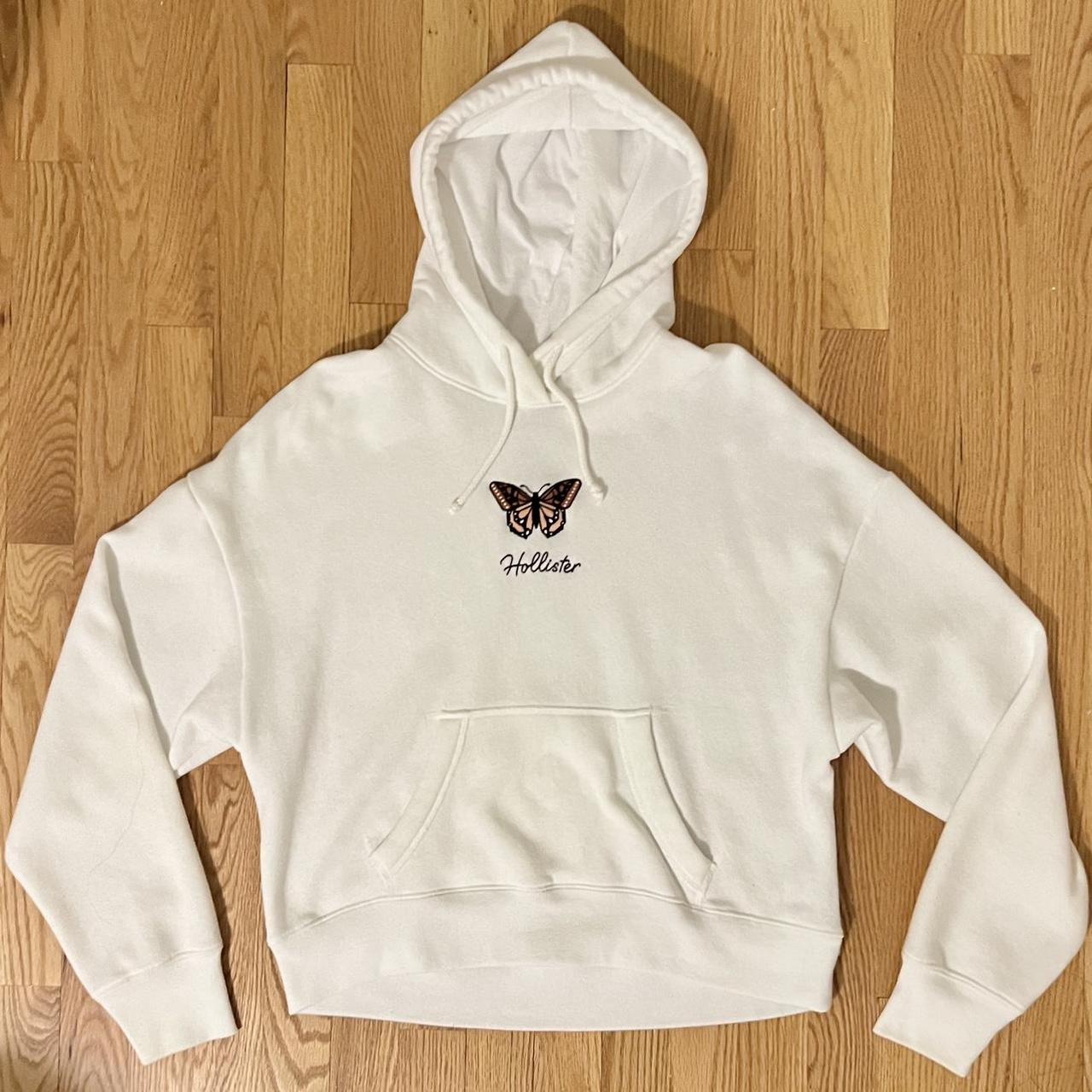 oversized hoodie! embroidered butterfly logo Depop