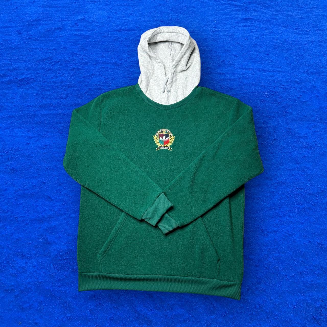 Adidas originals hoodie with discount collegiate crest in green fleec