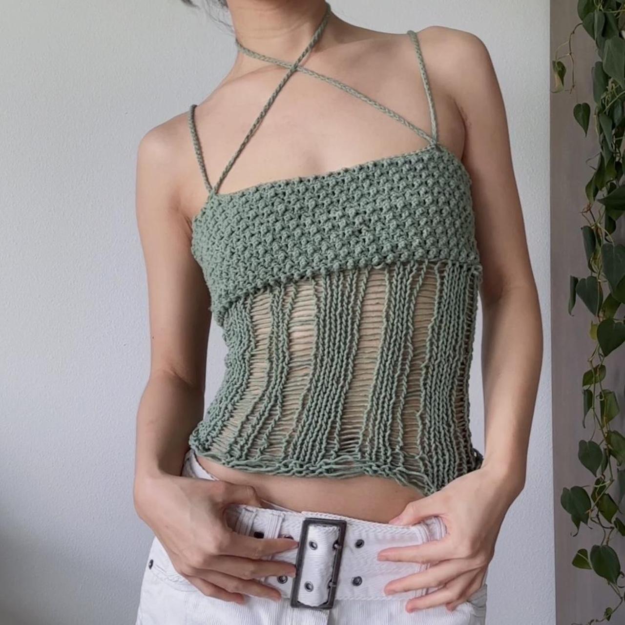 Handmade Crochet Distressed Top reversible and can Depop