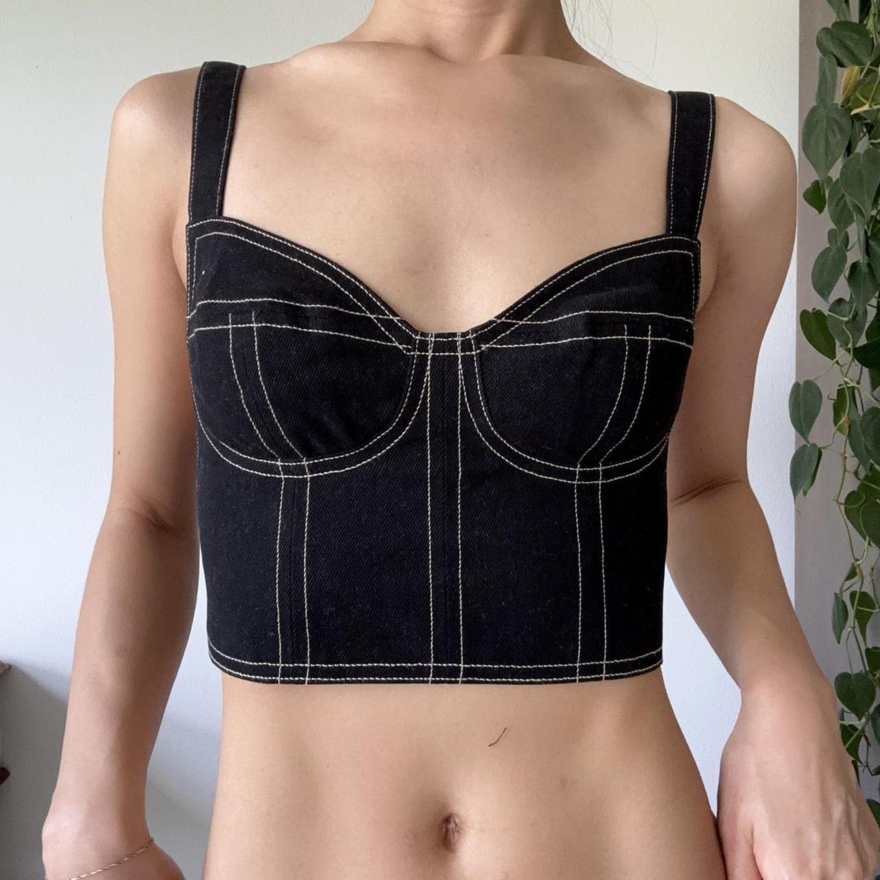 Are you am I Skia Denim Bustier Corset Top By - Depop