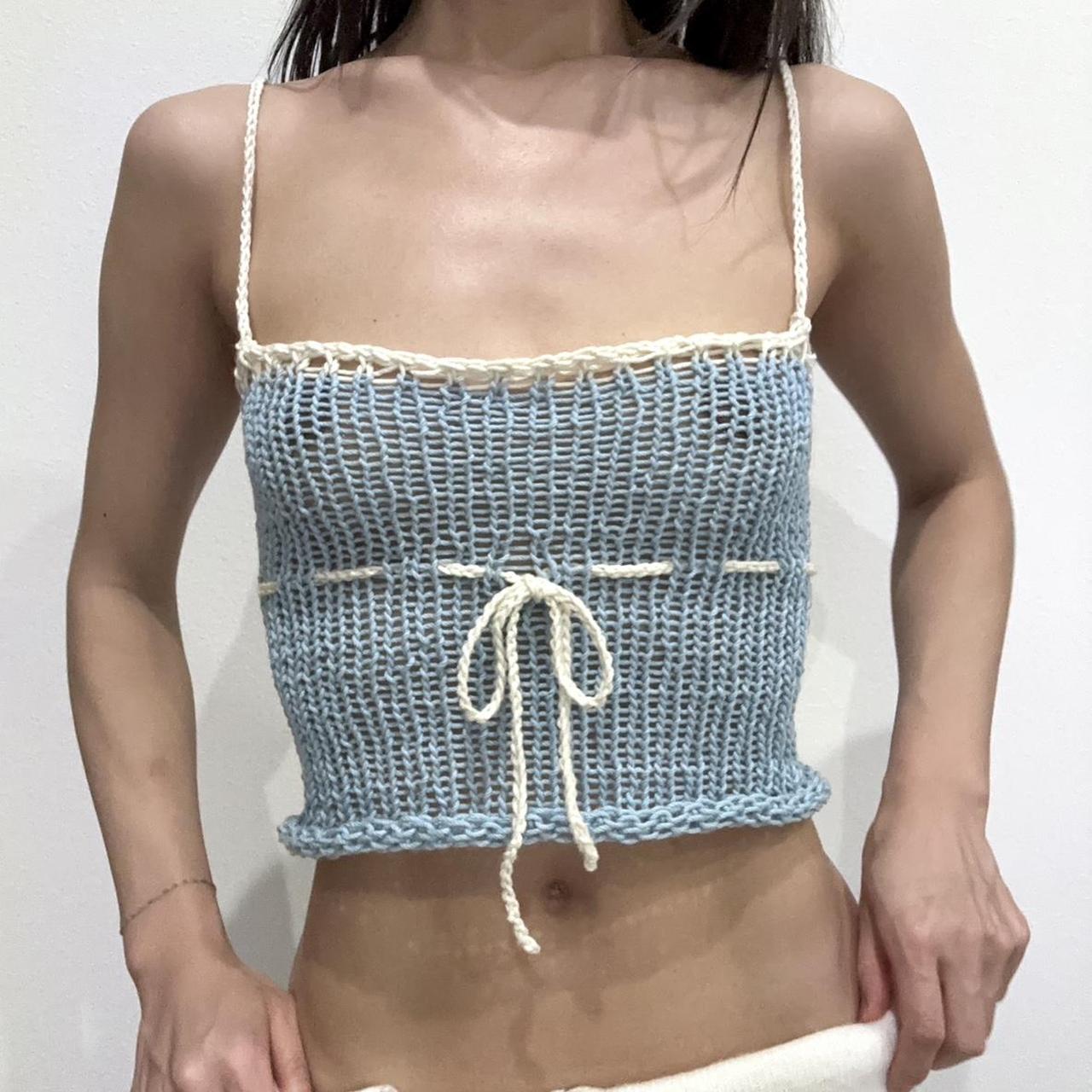 Knitted Tube Top Handmade by me with 100% acrylic - Depop