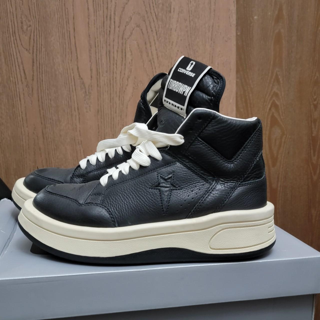 Rick Owens Men's Black and Cream Trainers | Depop