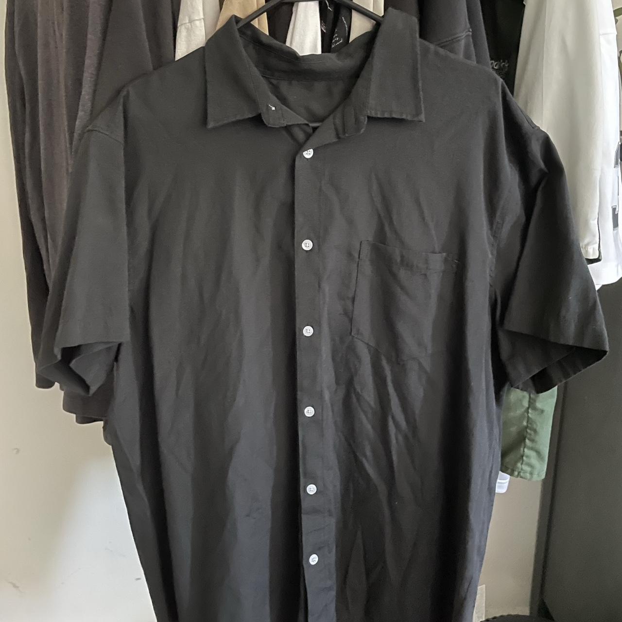 black button up dress casual short sleeve shirt... - Depop