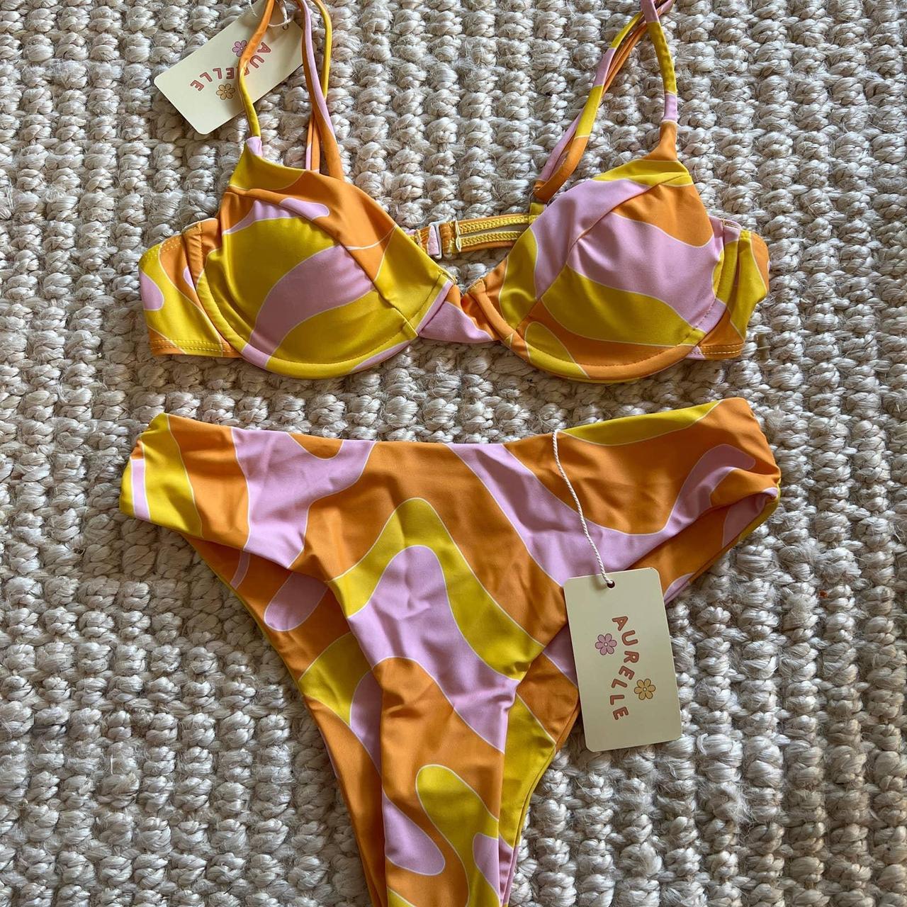 Women's Orange and Pink Bikini-and-tankini-tops | Depop