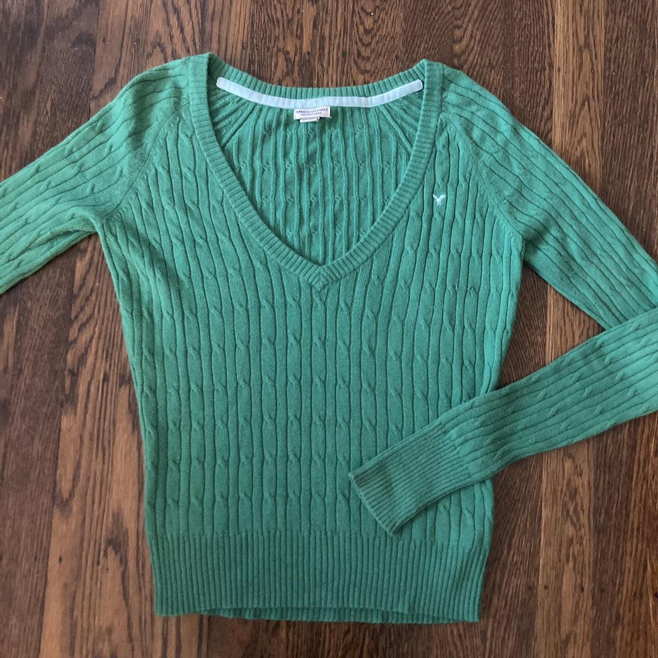 American Eagle Outfitters Women's Green Jumper | Depop