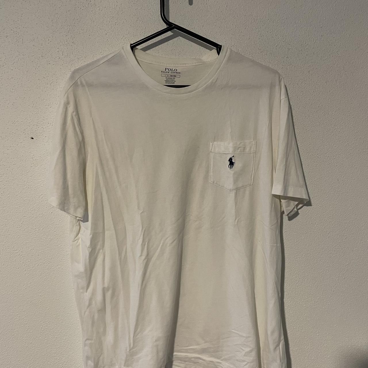 White Polo Ralph Lauren pocket t-shirt ⭐️ size Large... - Depop