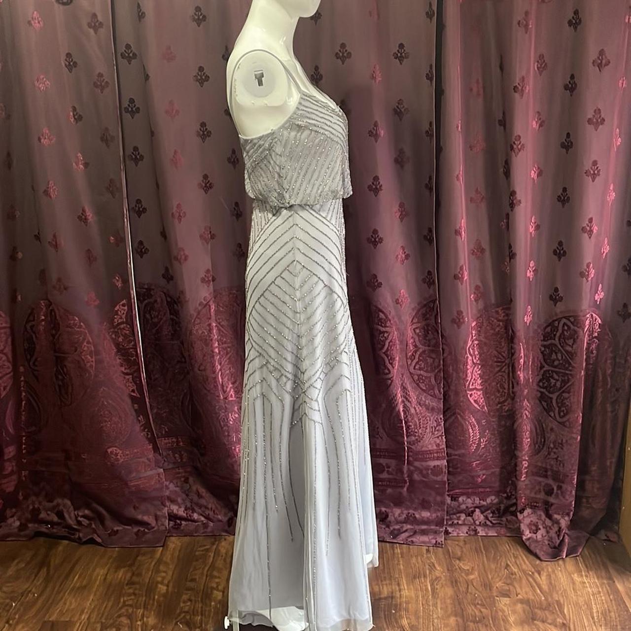 Adrianna Papell Gray Beaded Gown Flapper Style Maxi Depop