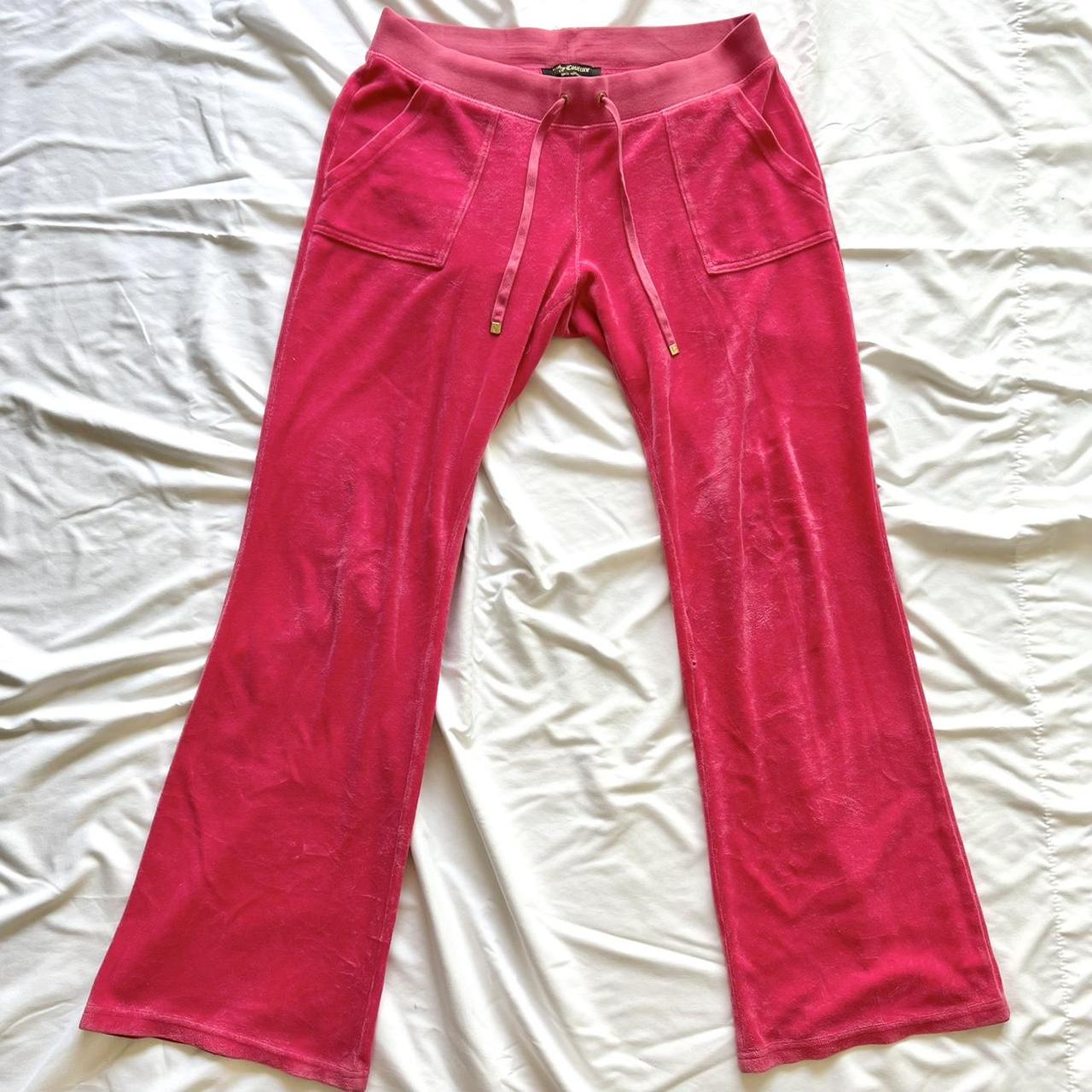 Y2K Juicy Couture Pink Velvet Tracksuit Pants M 💗... - Depop