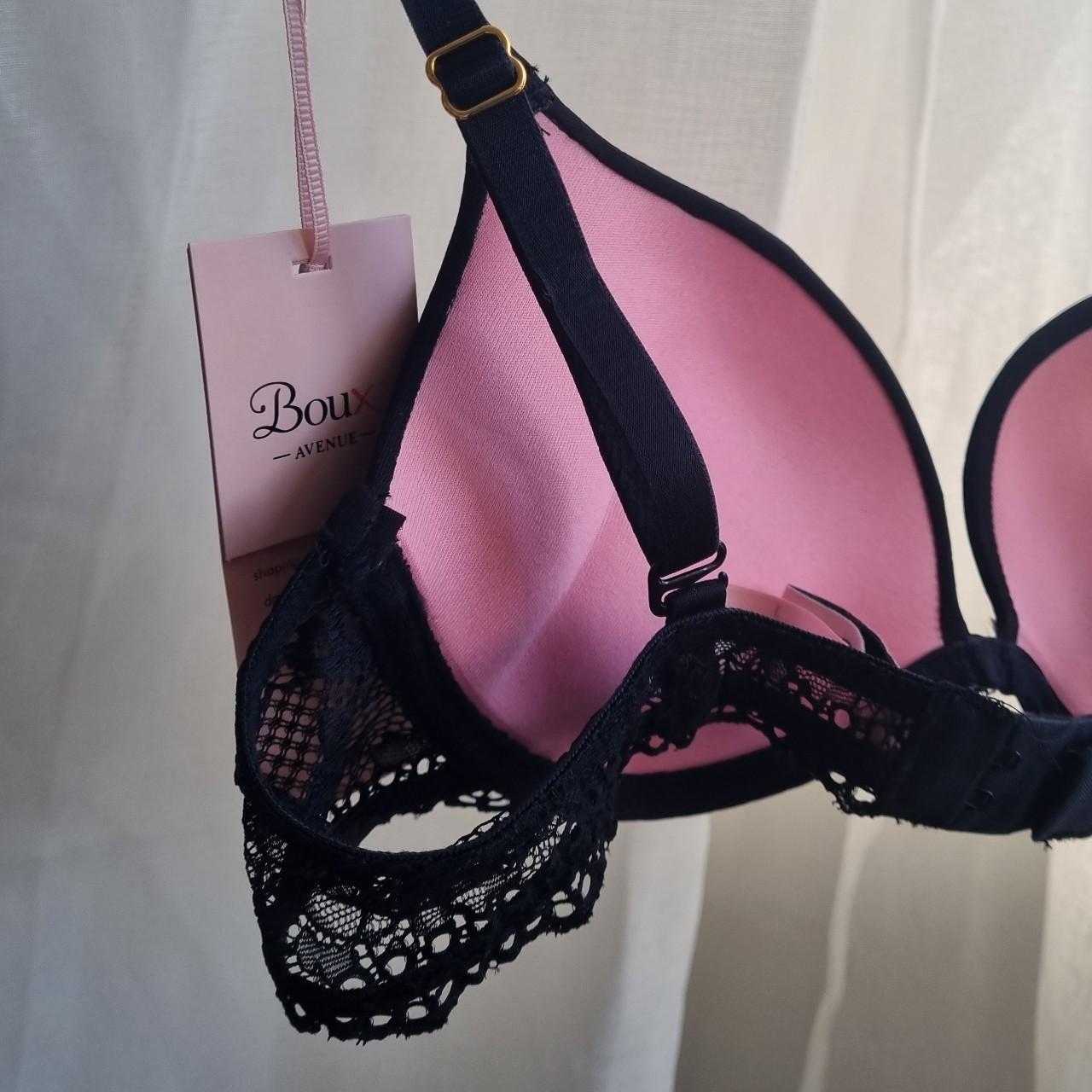 Boux Avenue Women's Black And Pink Bra | Depop