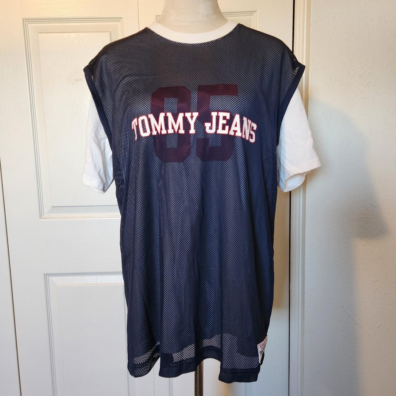 Early 90s Tommy Jeans jersey over white tee... Depop