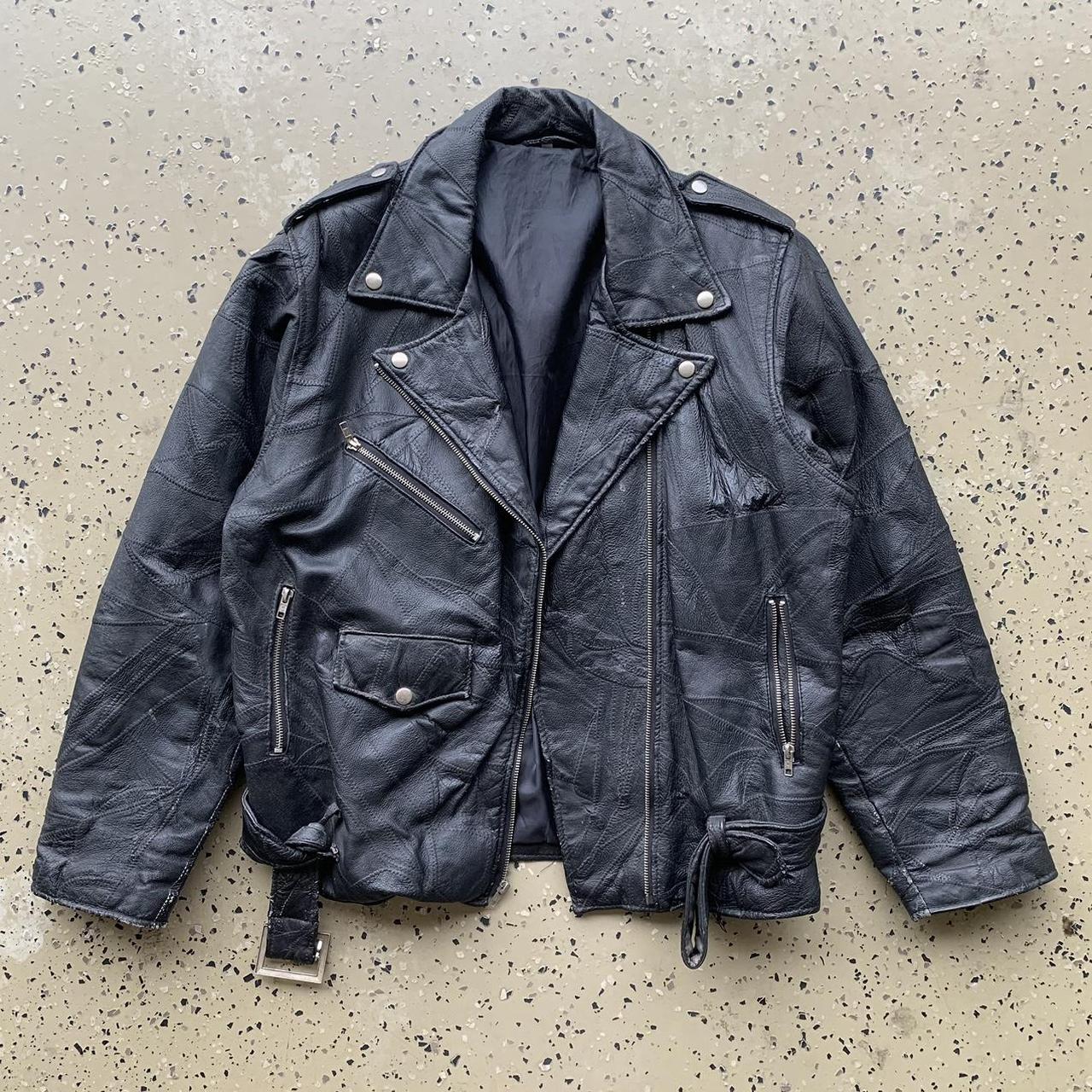 80s Leather Motorcycle Jacket FREE US SHIPPING Pit... - Depop