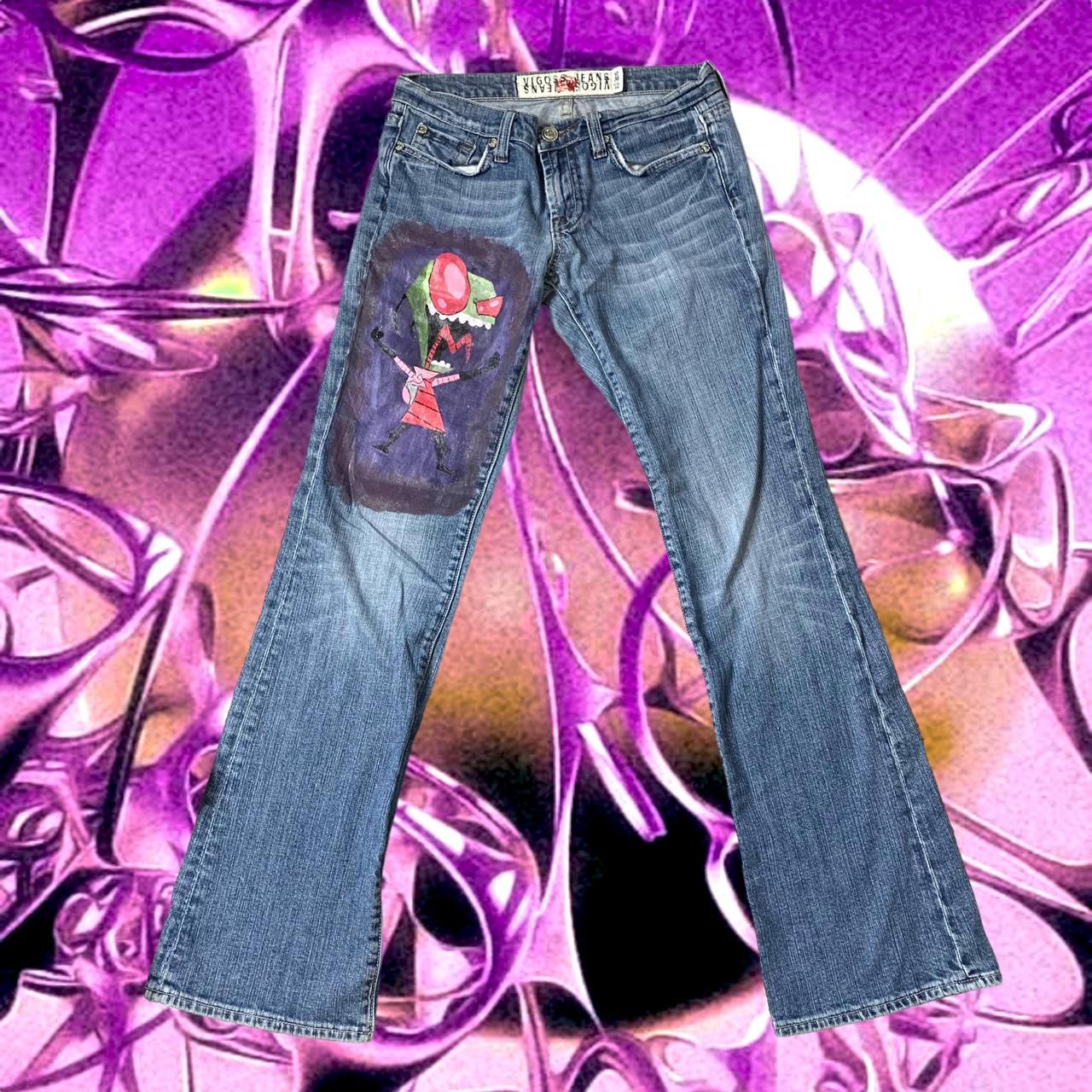 customized vigoss jeans with invader zim on the... - Depop