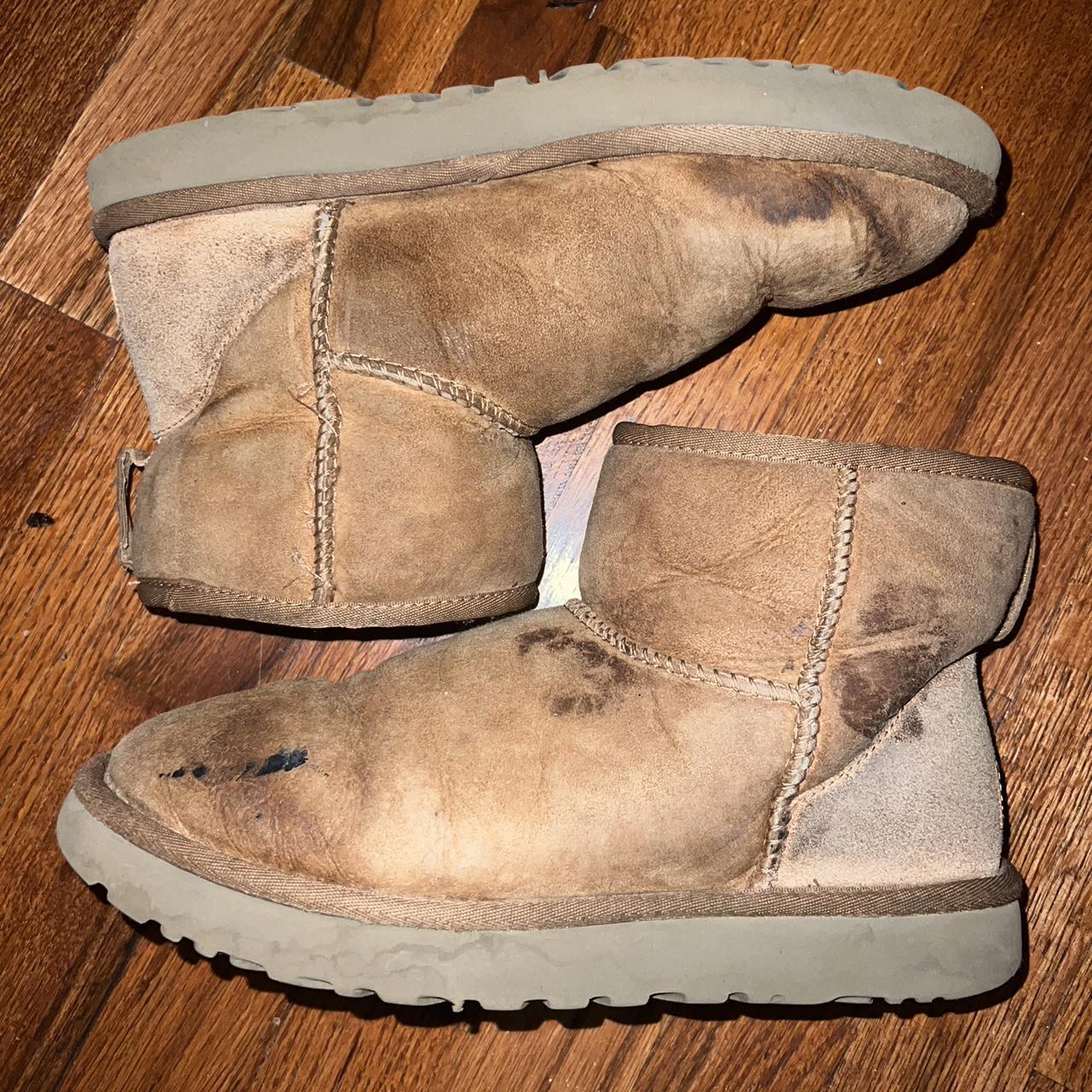 chestnut ugg classic mini boot II - fur/sole/seams... - Depop