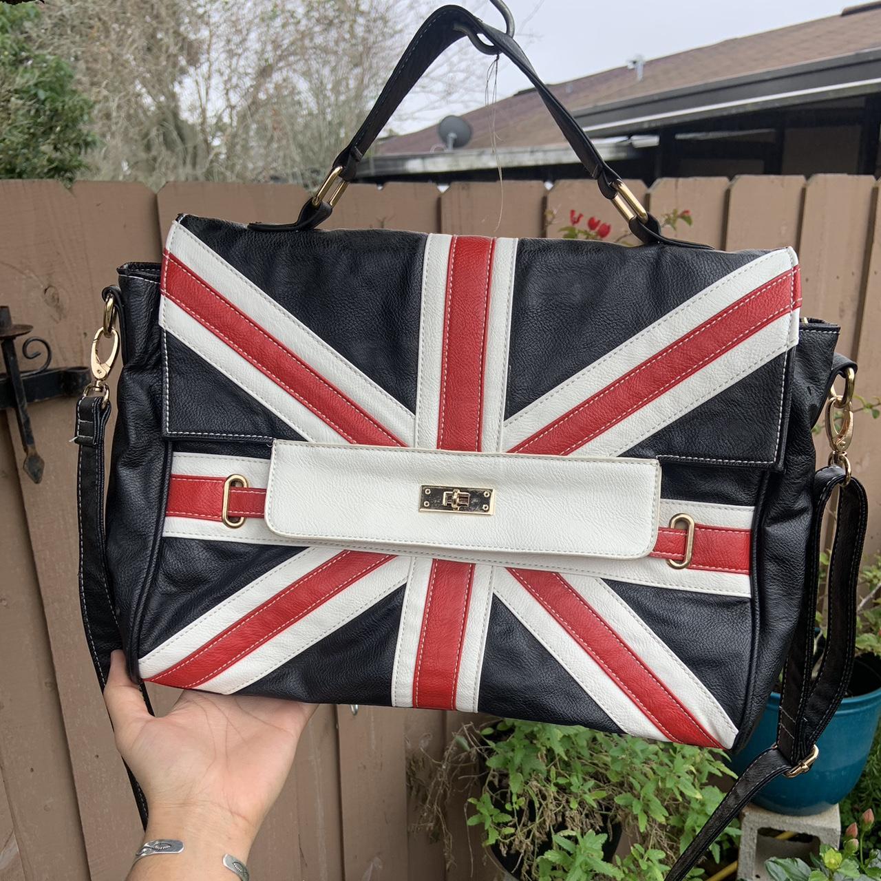 Vintage 90s leather union jack British flag shoulder... Depop