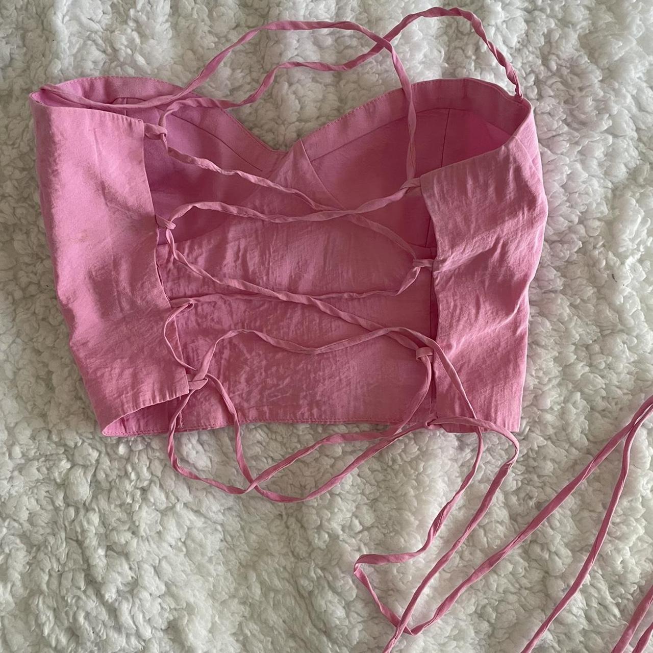 Zara bubblegum pink corset top. Adjustable open back... Depop