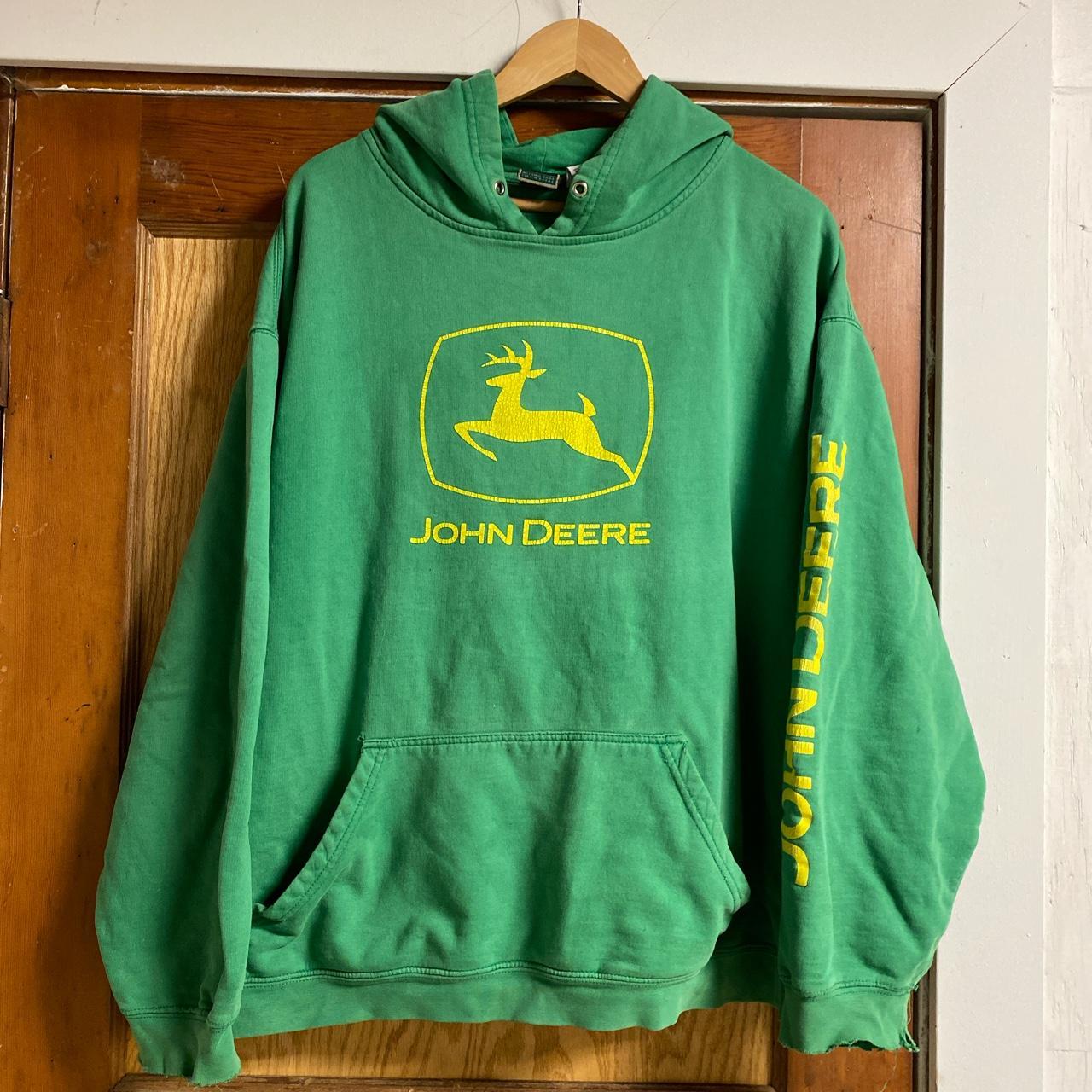 John Deere Men's Green and Yellow Hoodie | Depop
