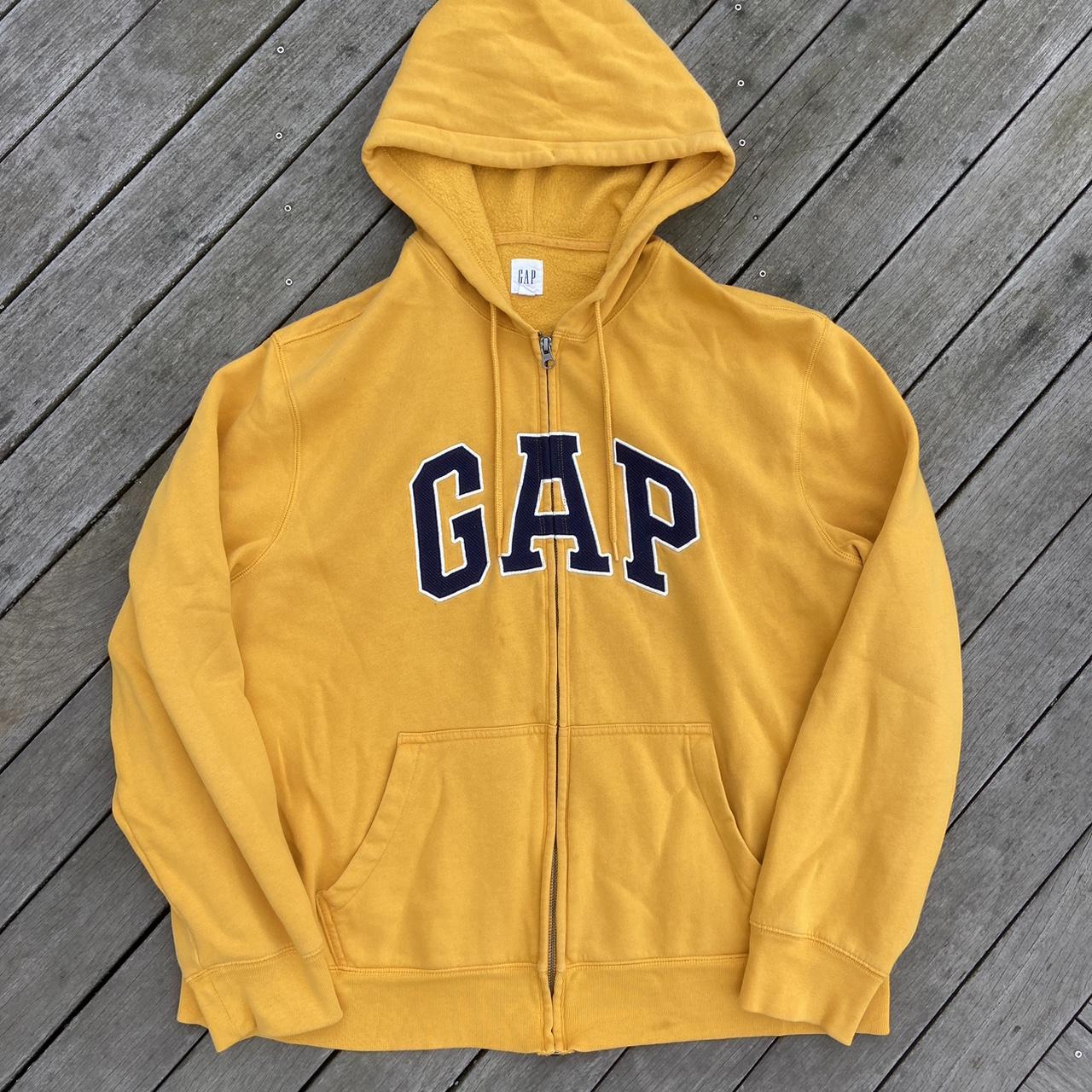 Gap Men's Yellow and Navy Hoodie | Depop