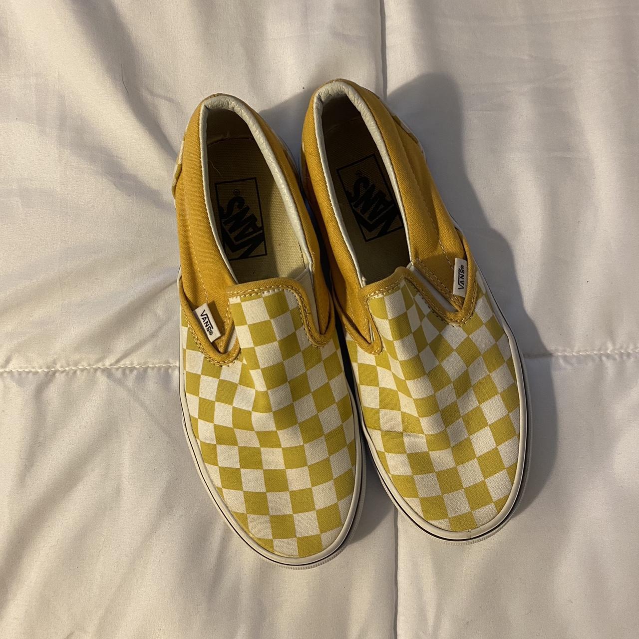 Vans yellow outlet and white checkered